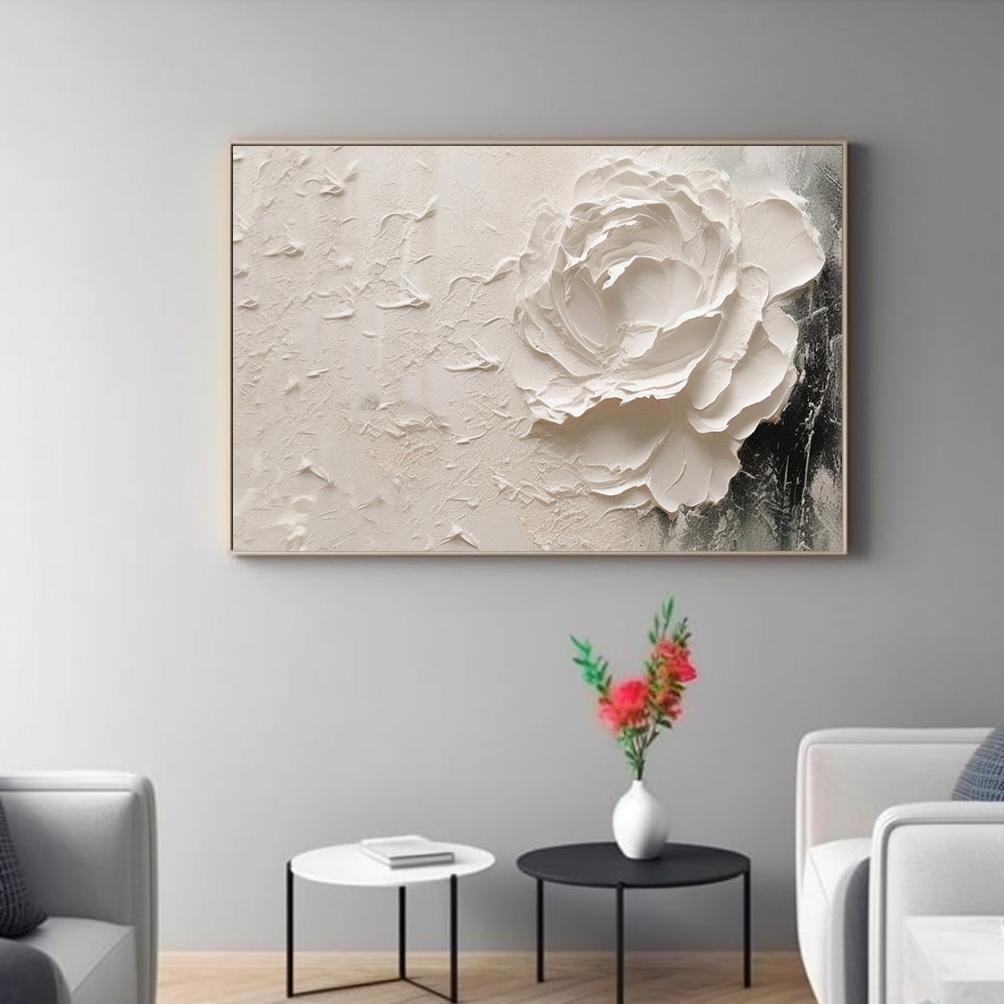 Horizontal white flowers