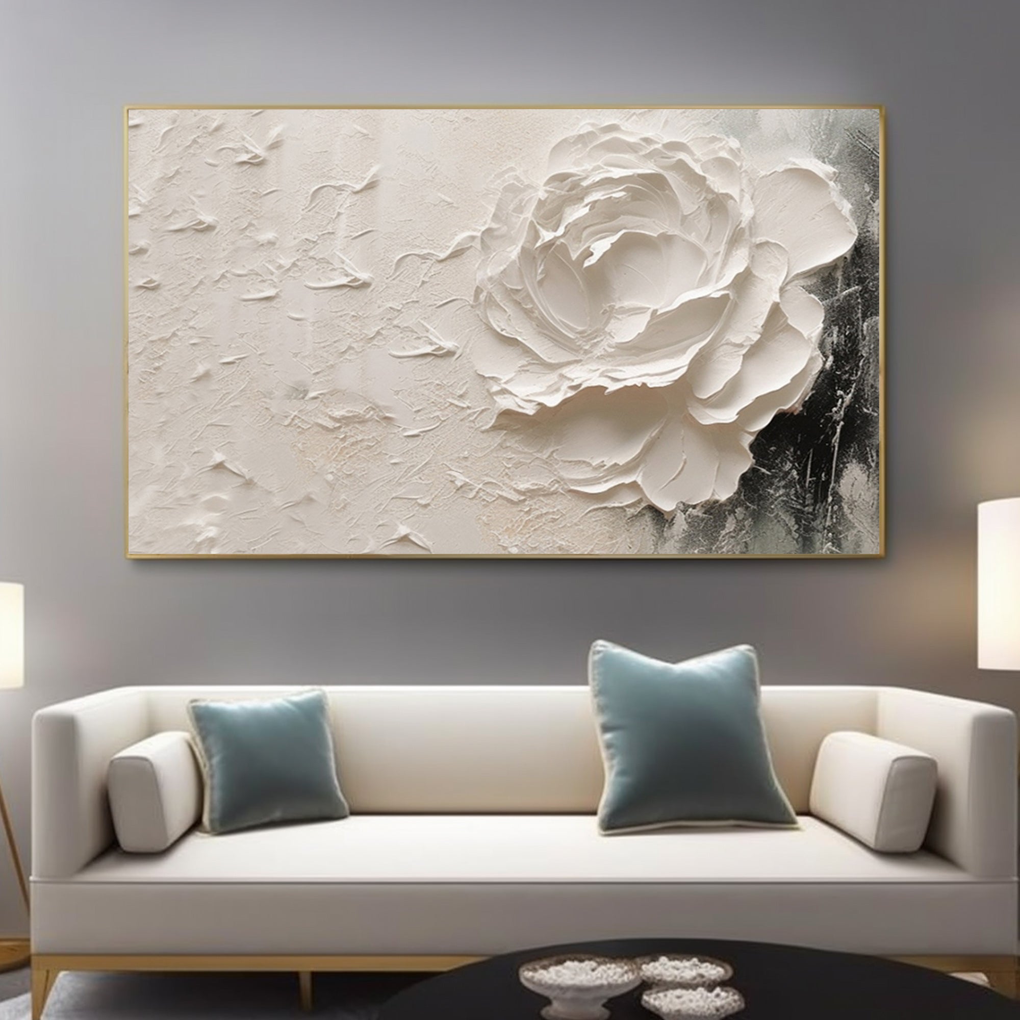 Horizontal white flowers