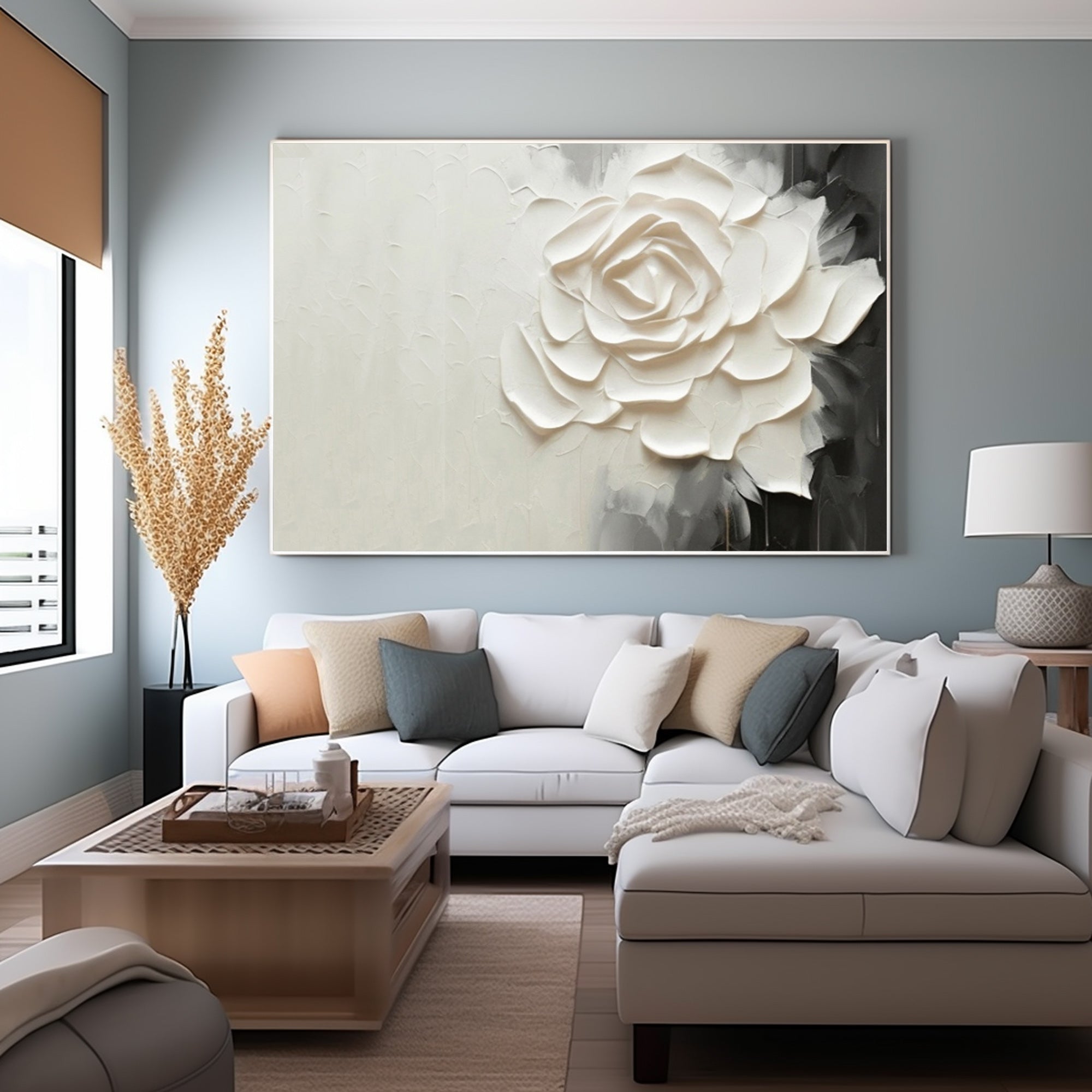 Horizontal gray flowers