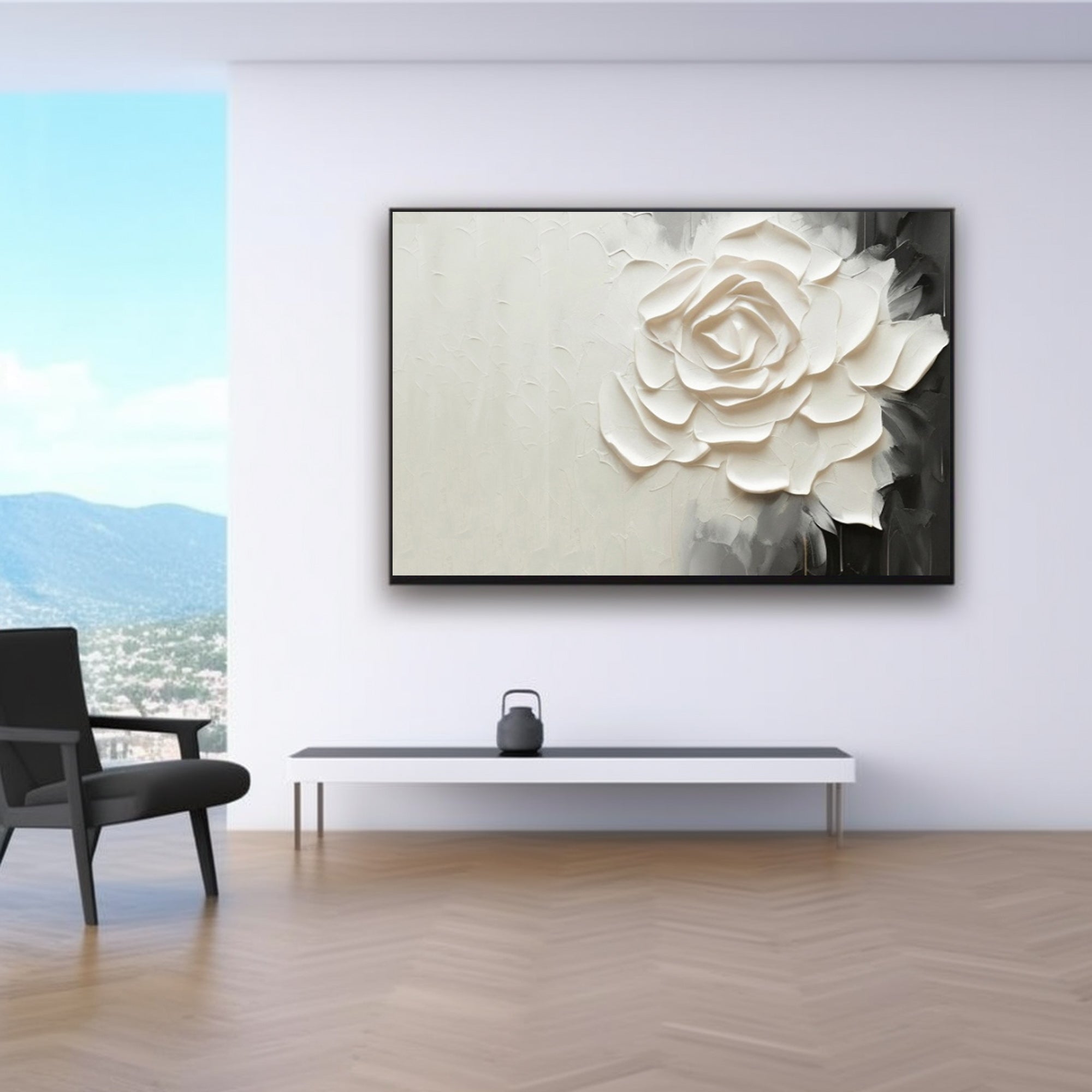 Horizontal gray flowers