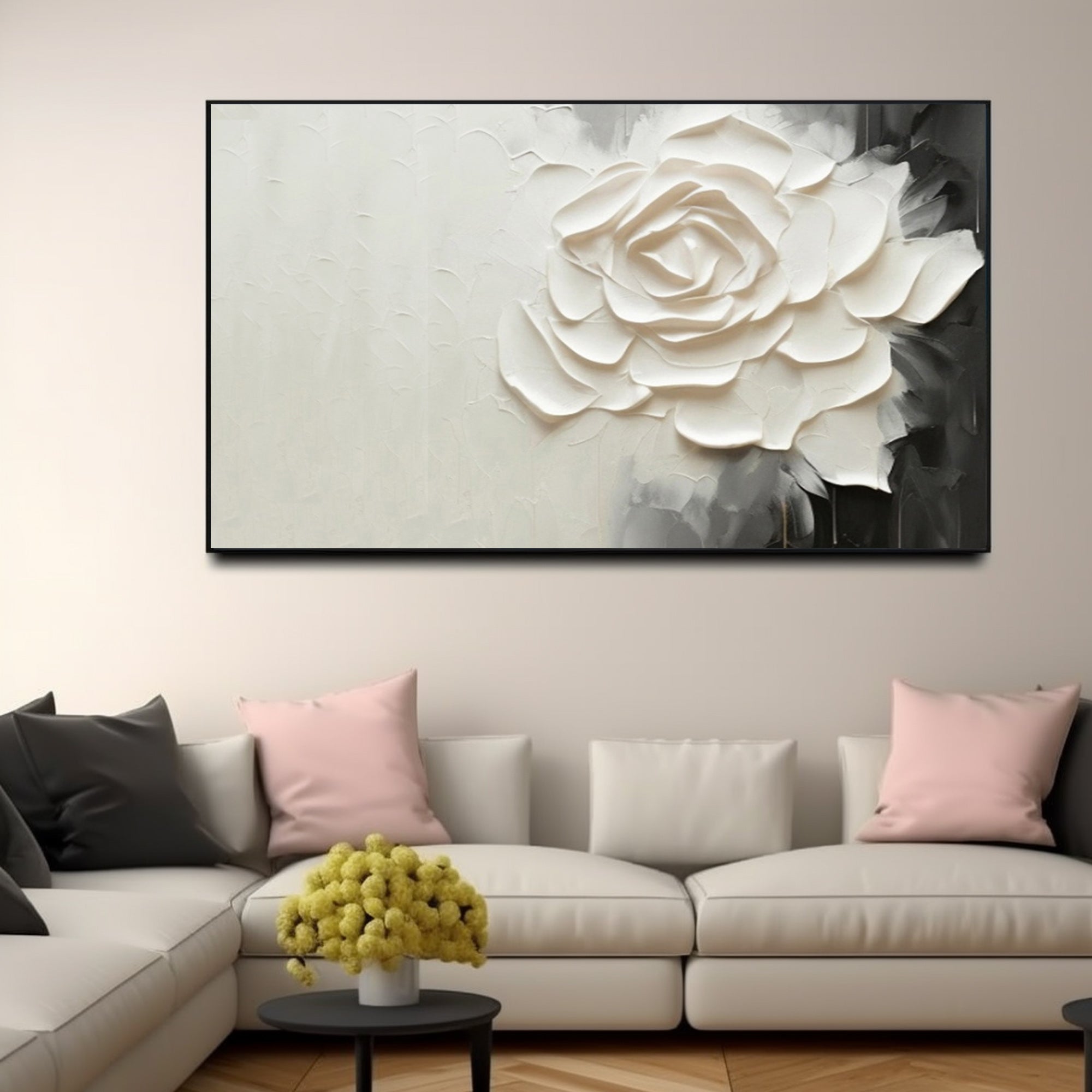 Horizontal gray flowers