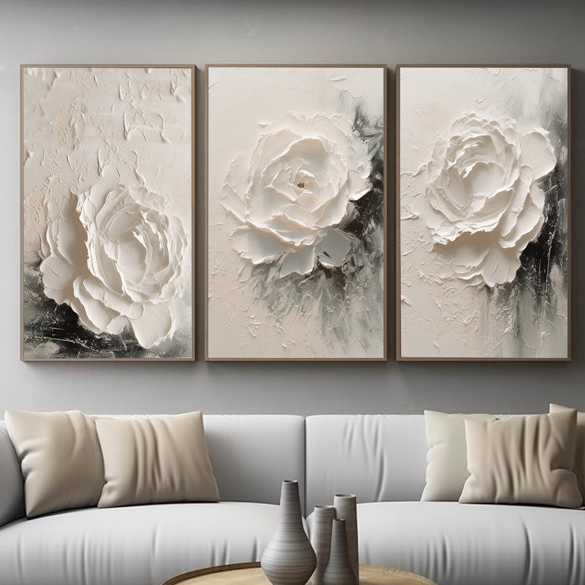 Set of 3 white flowor