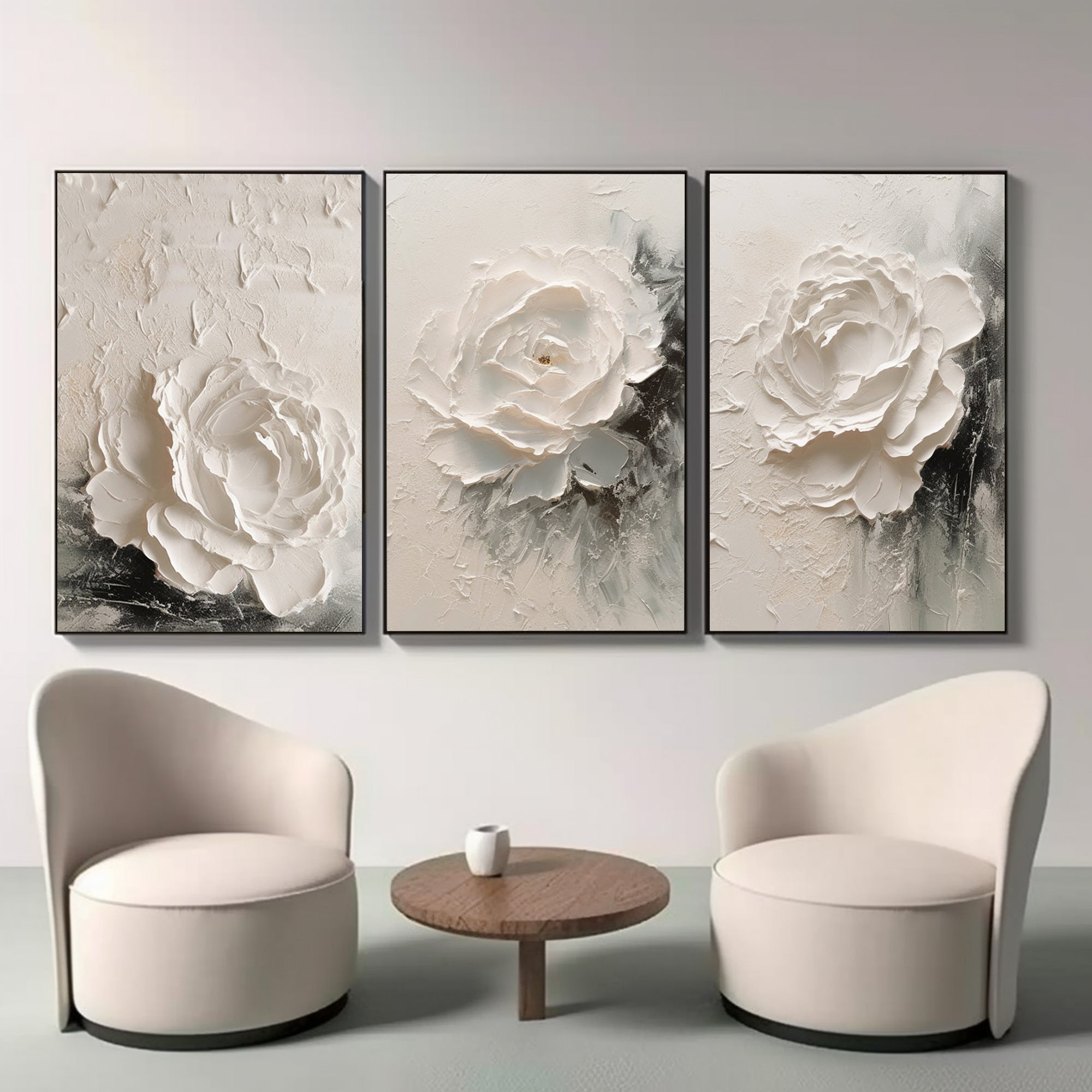 Set of 3 white flowor