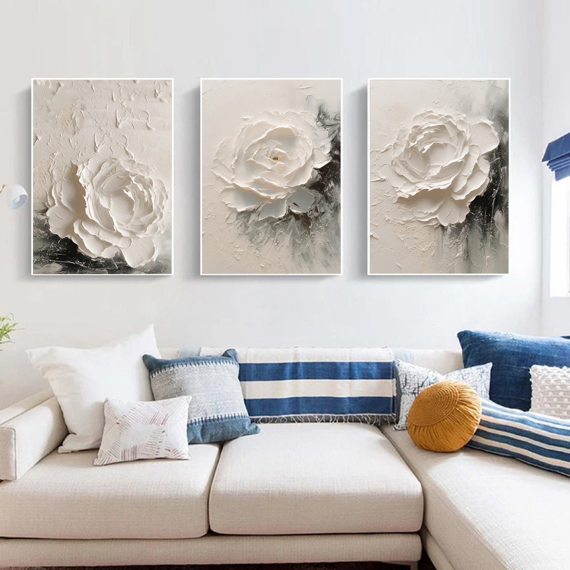 Set of 3 white flowor