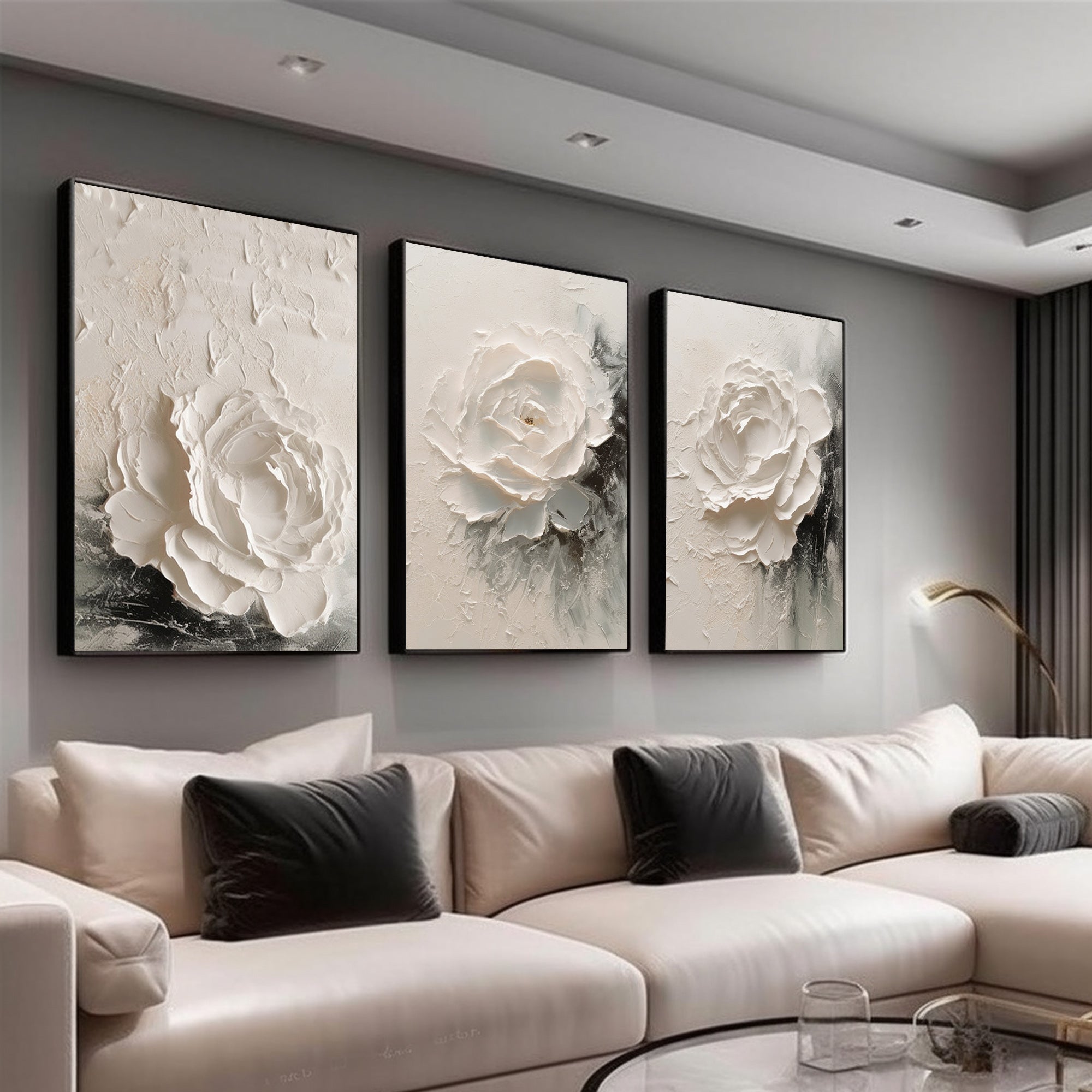 Set of 3 white flowor