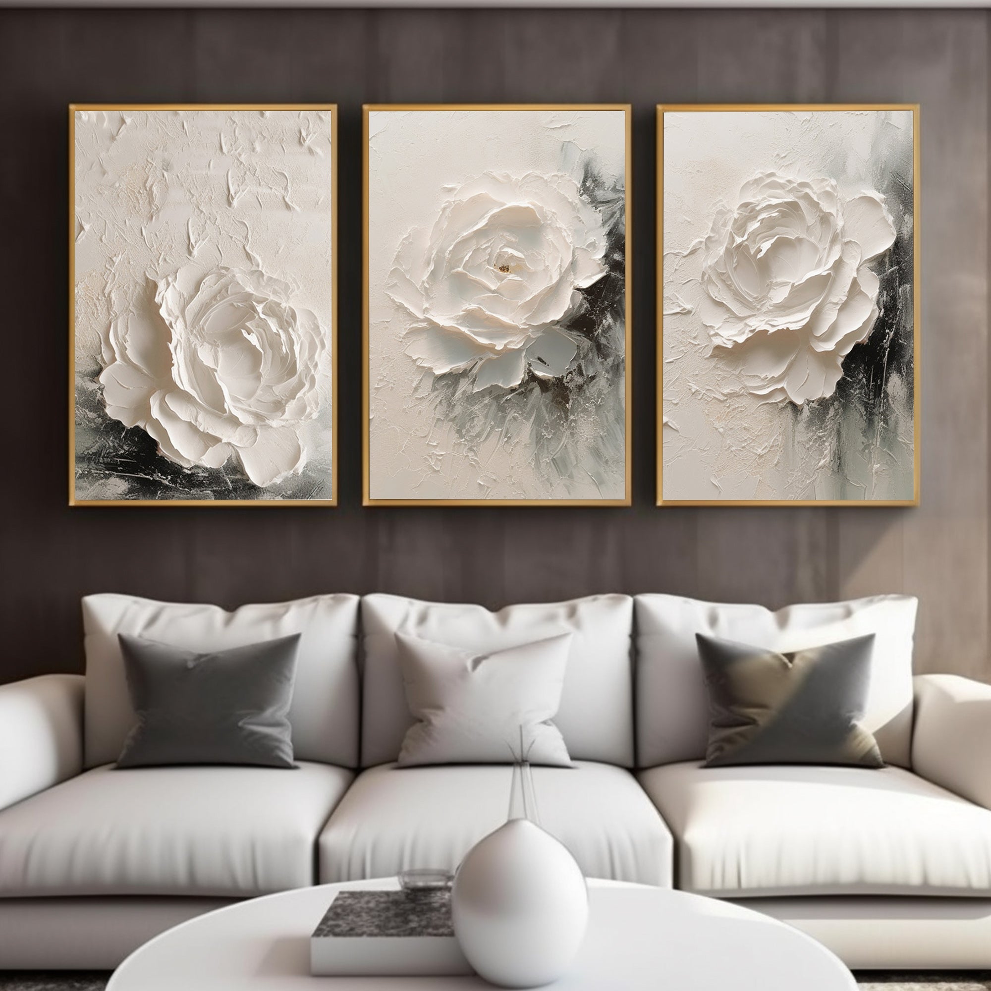 Set of 3 white flowor