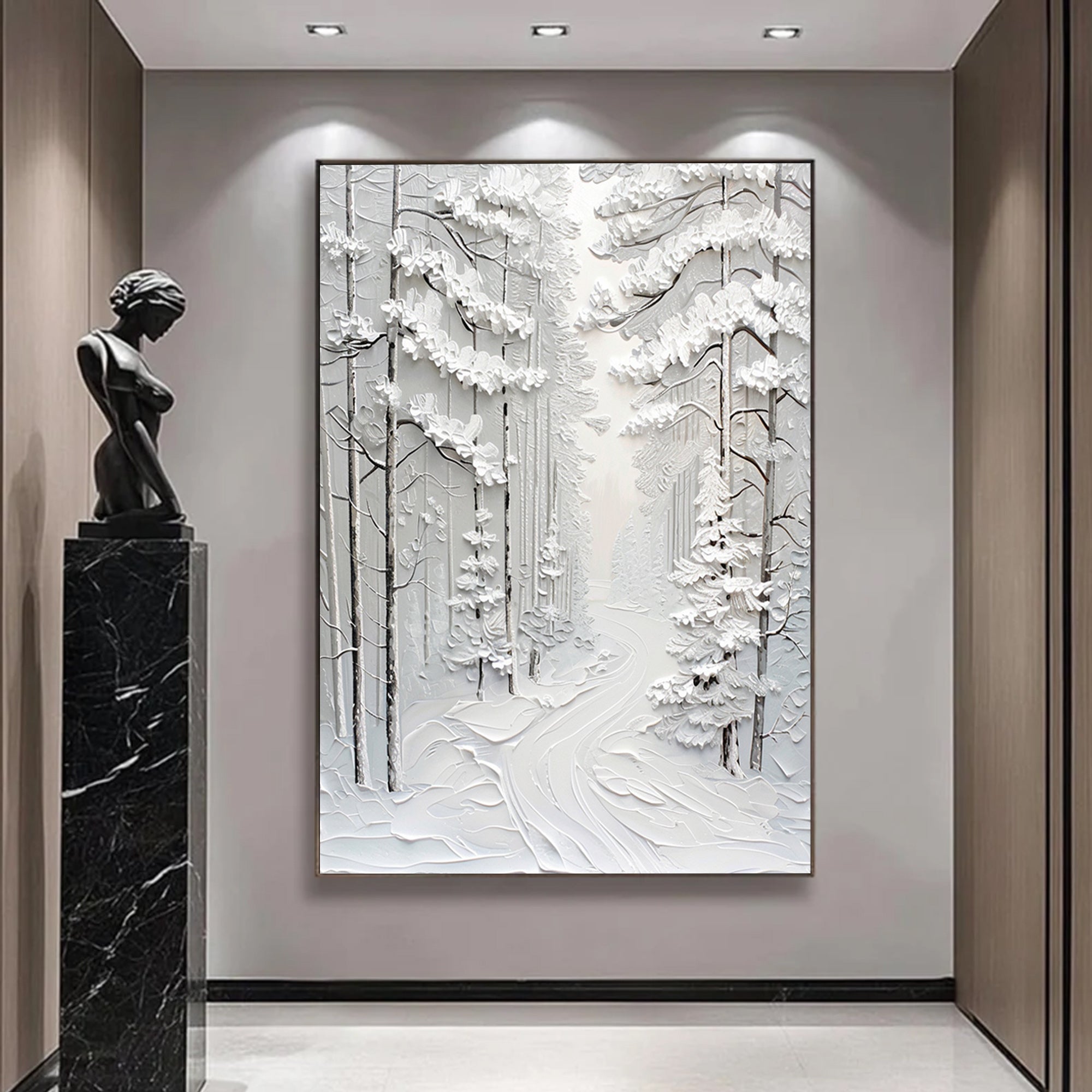 Pine trees after snow