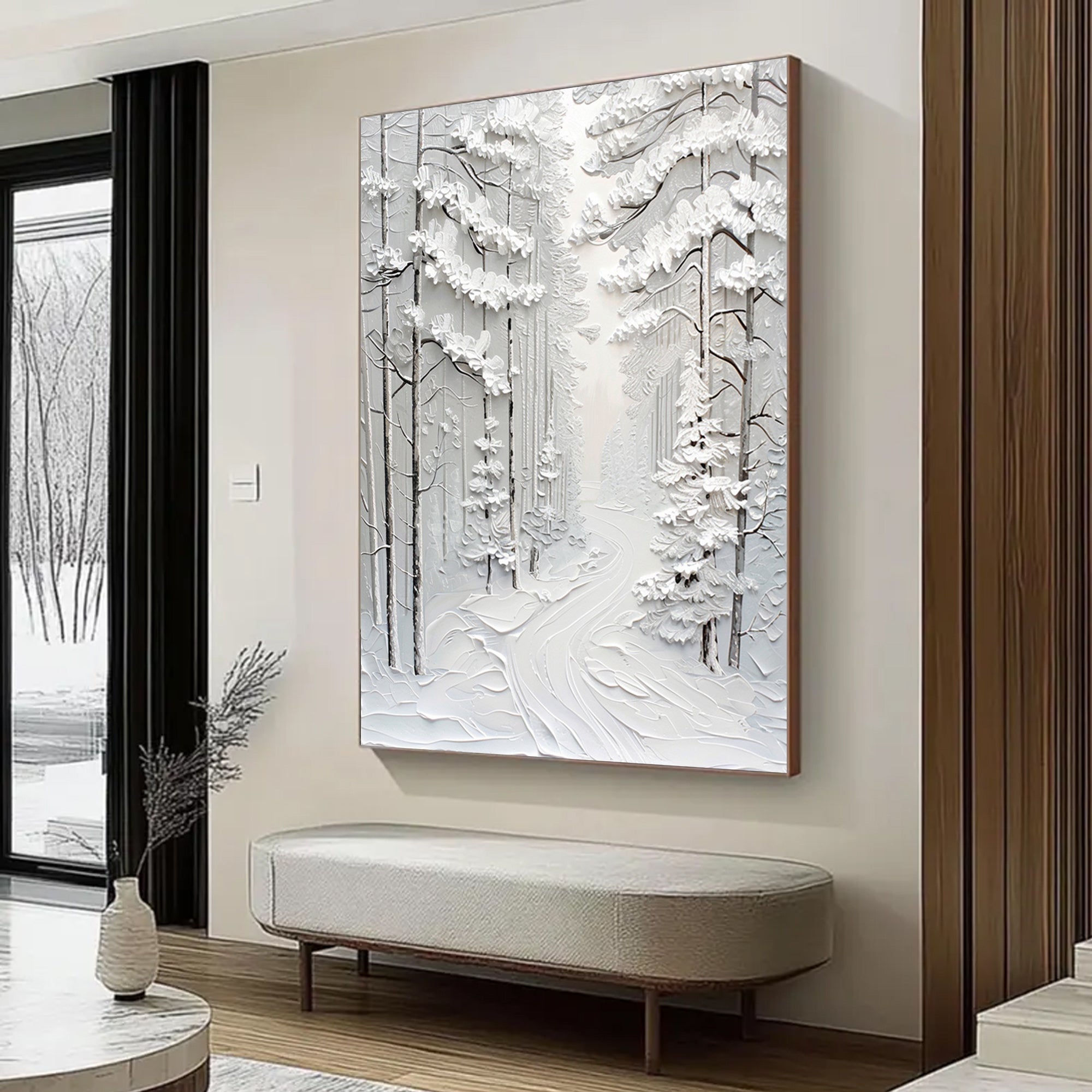 Pine trees after snow