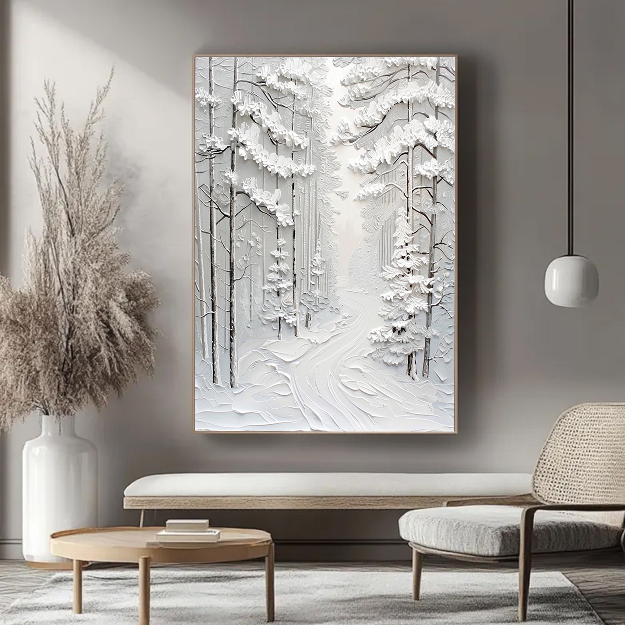 Pine trees after snow