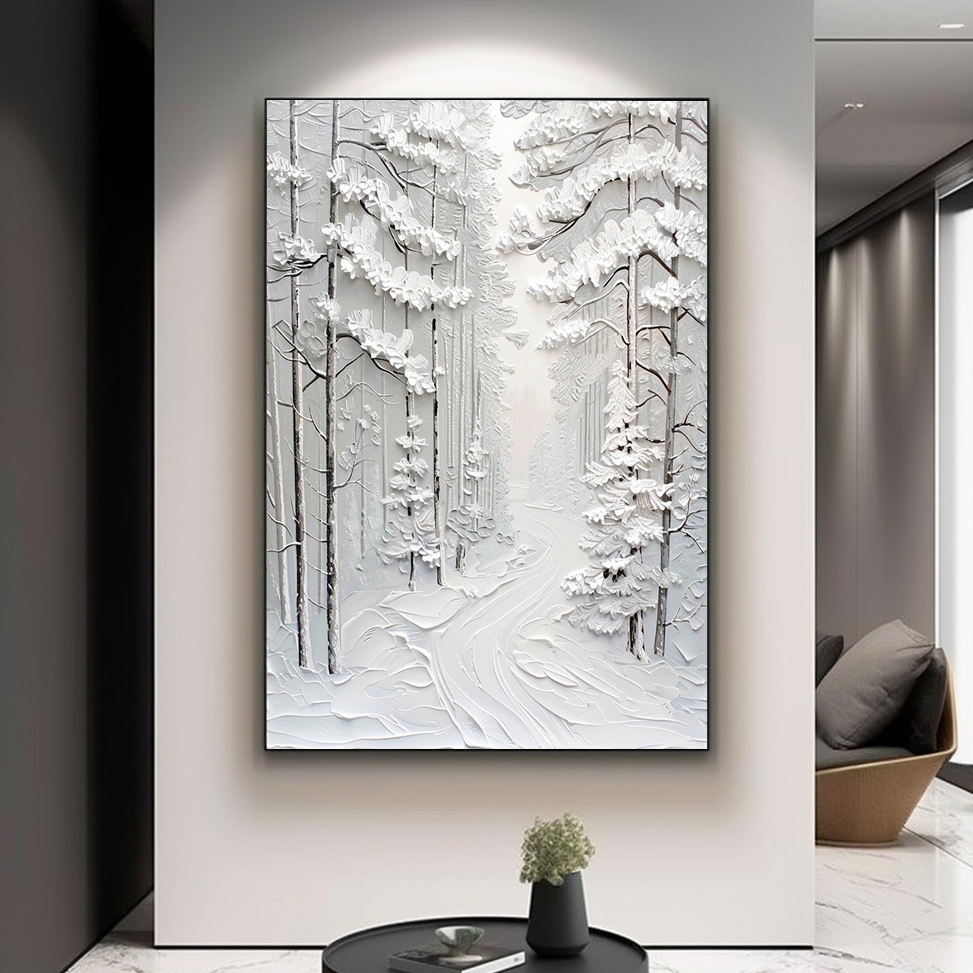 Pine trees after snow