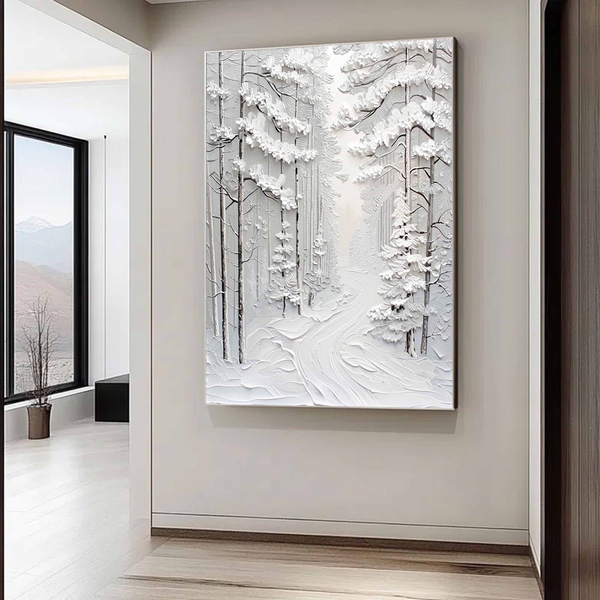 Pine trees after snow