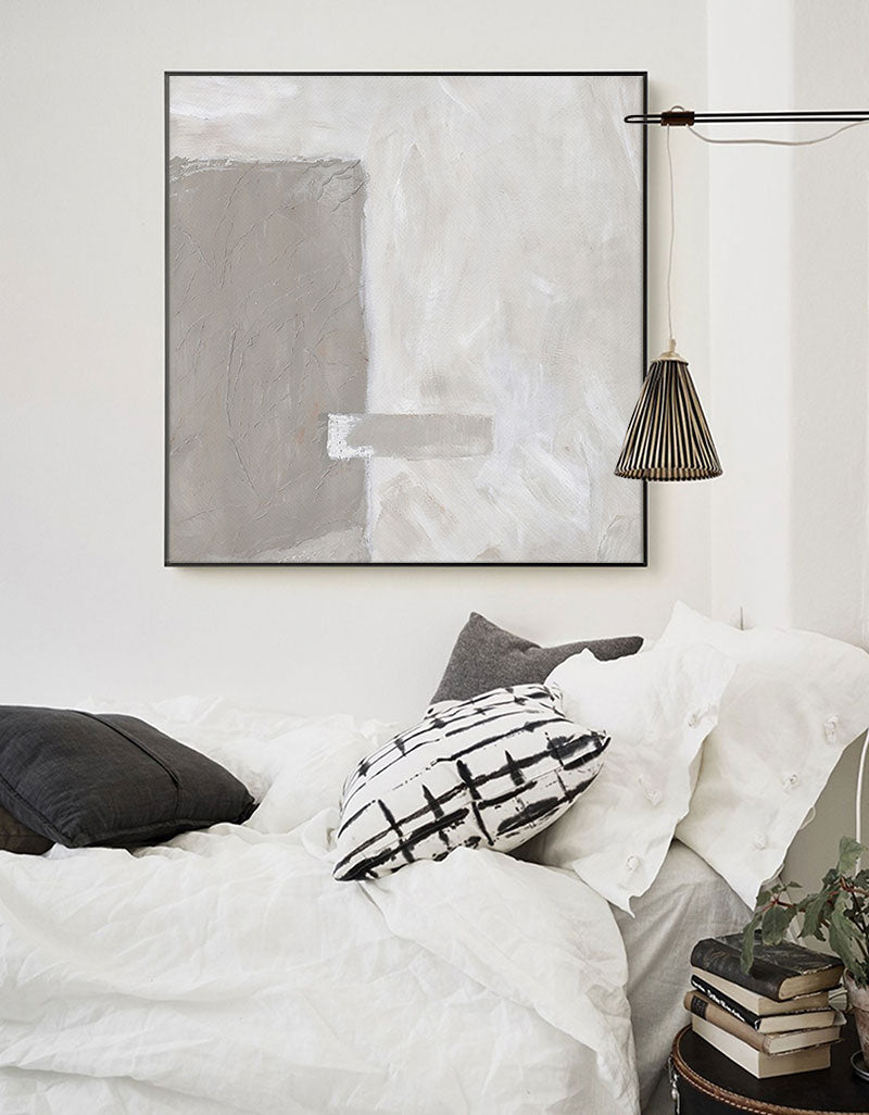 Brown White Minimalist Abstract Art