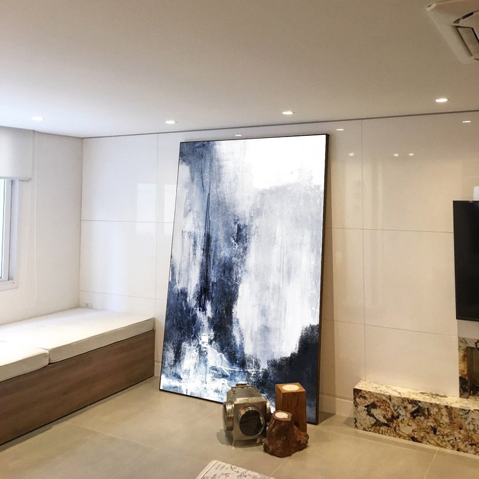 Blue White Abstract Painting