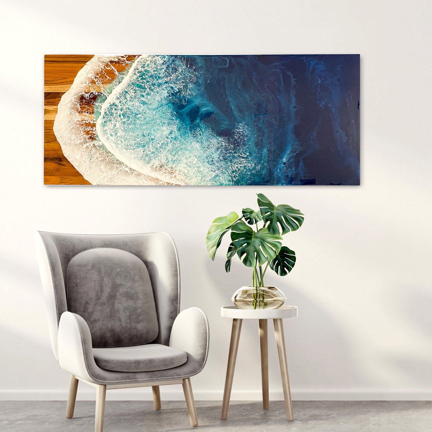 Wall Decor with Ocean Waves, Epoxy Resin Wave Art