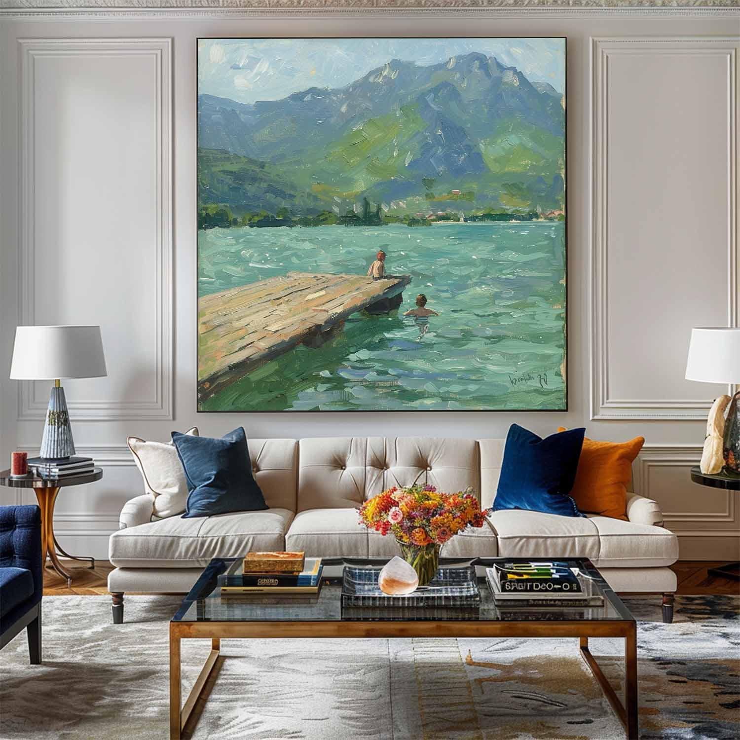 Abstract Lake Art Painting