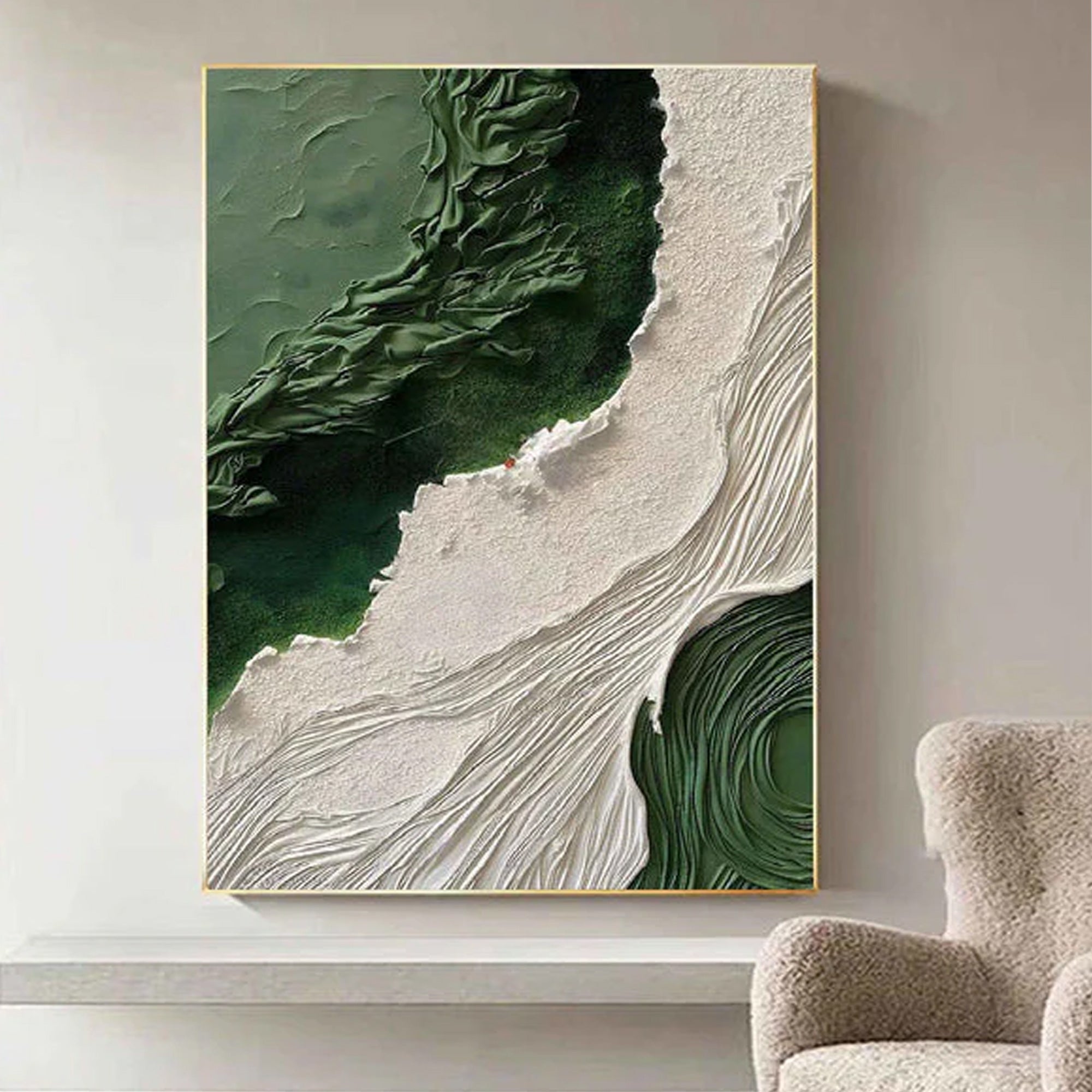 3D Green White Wave