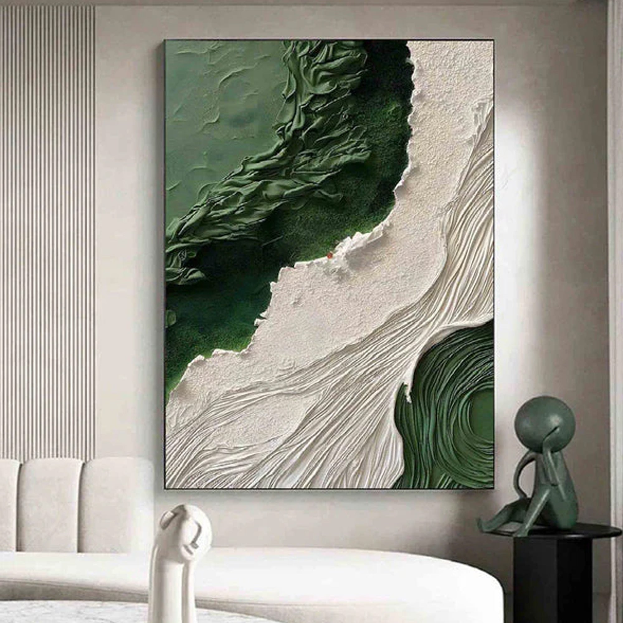 3D Green White Wave