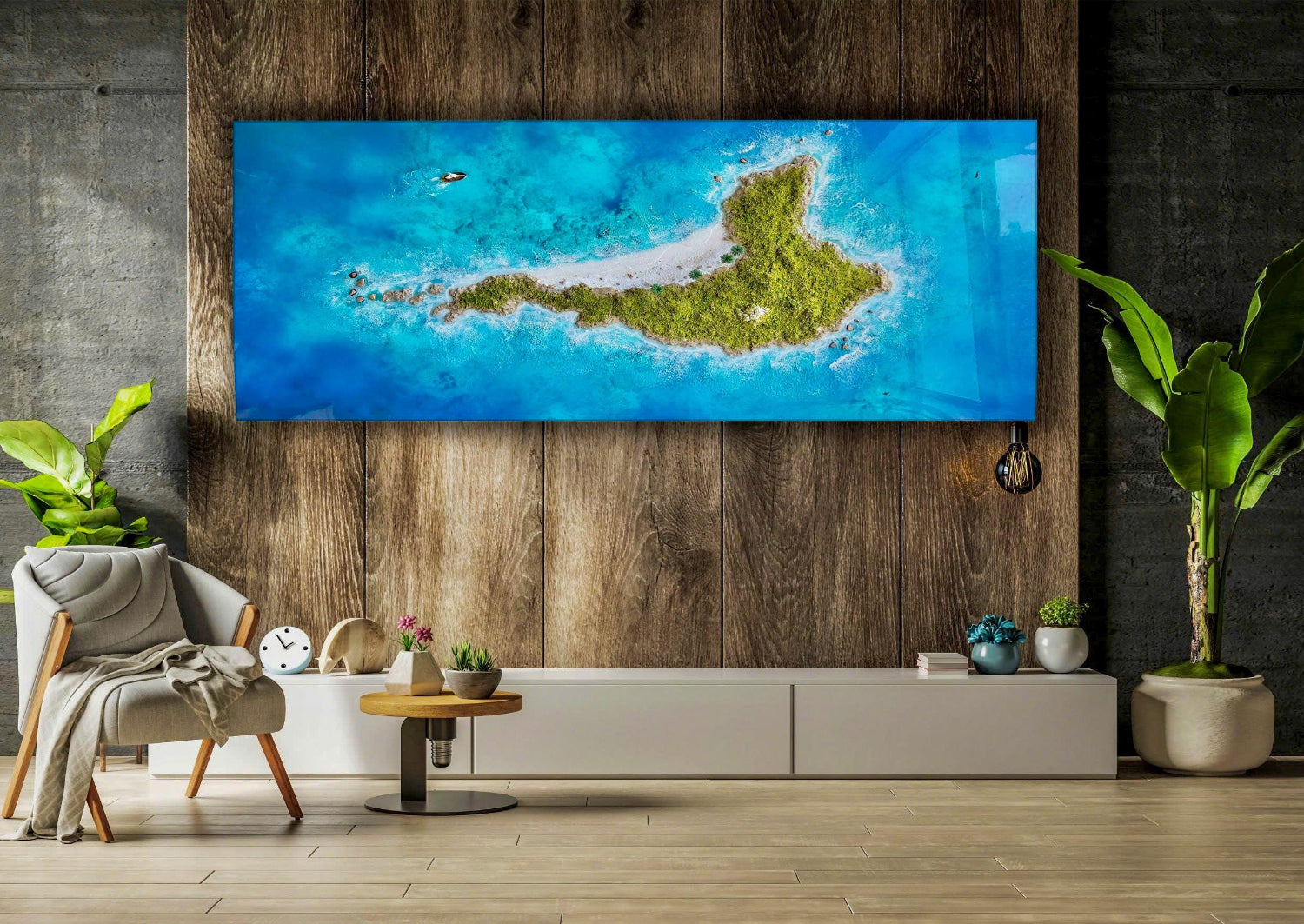 3D Ocean Resin Art: Handmade Island Landscape Decor