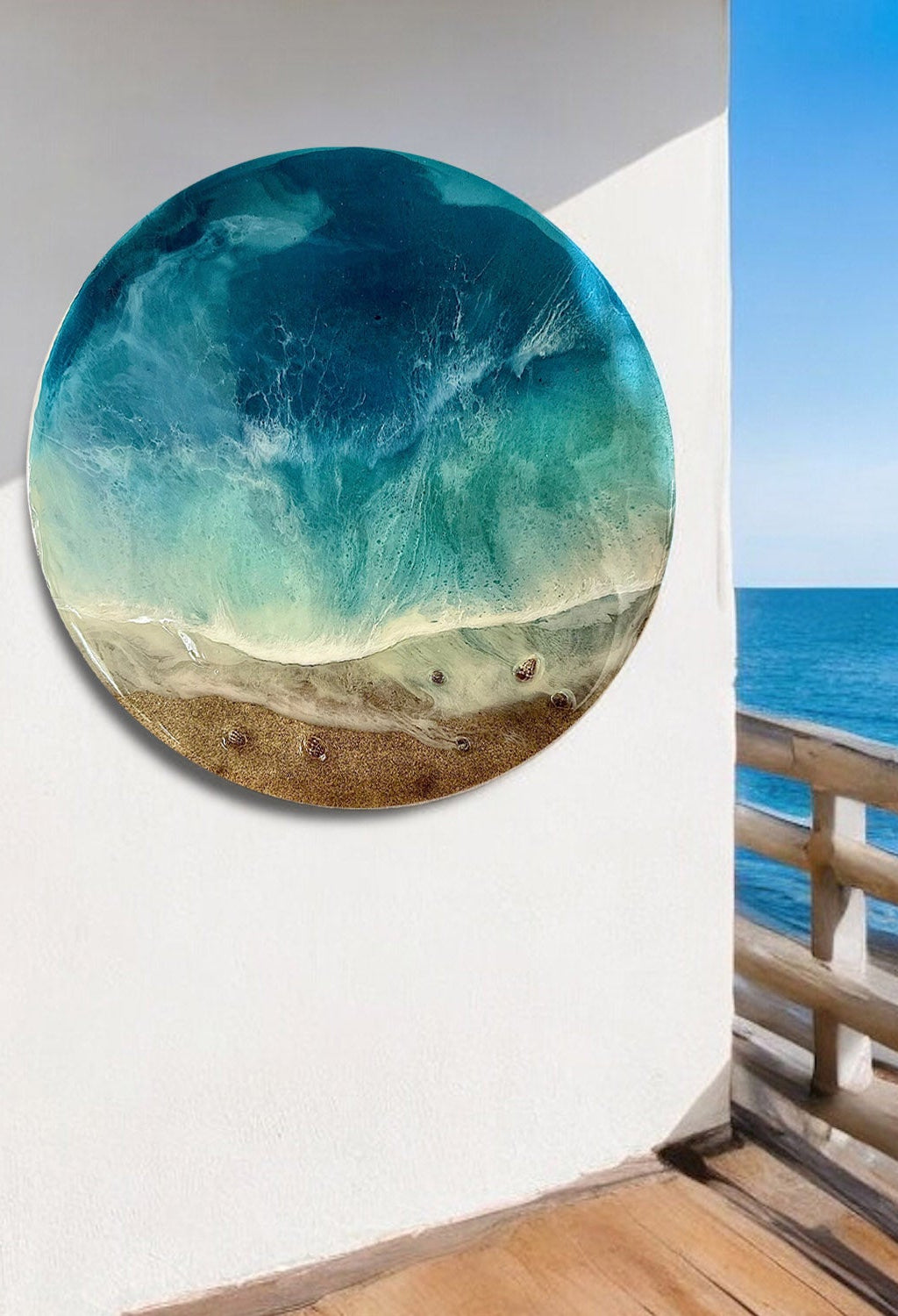 Circular Resin Art, Ocean Waves, Ocean Art, Ocean Painting, Ocean Resin Painting