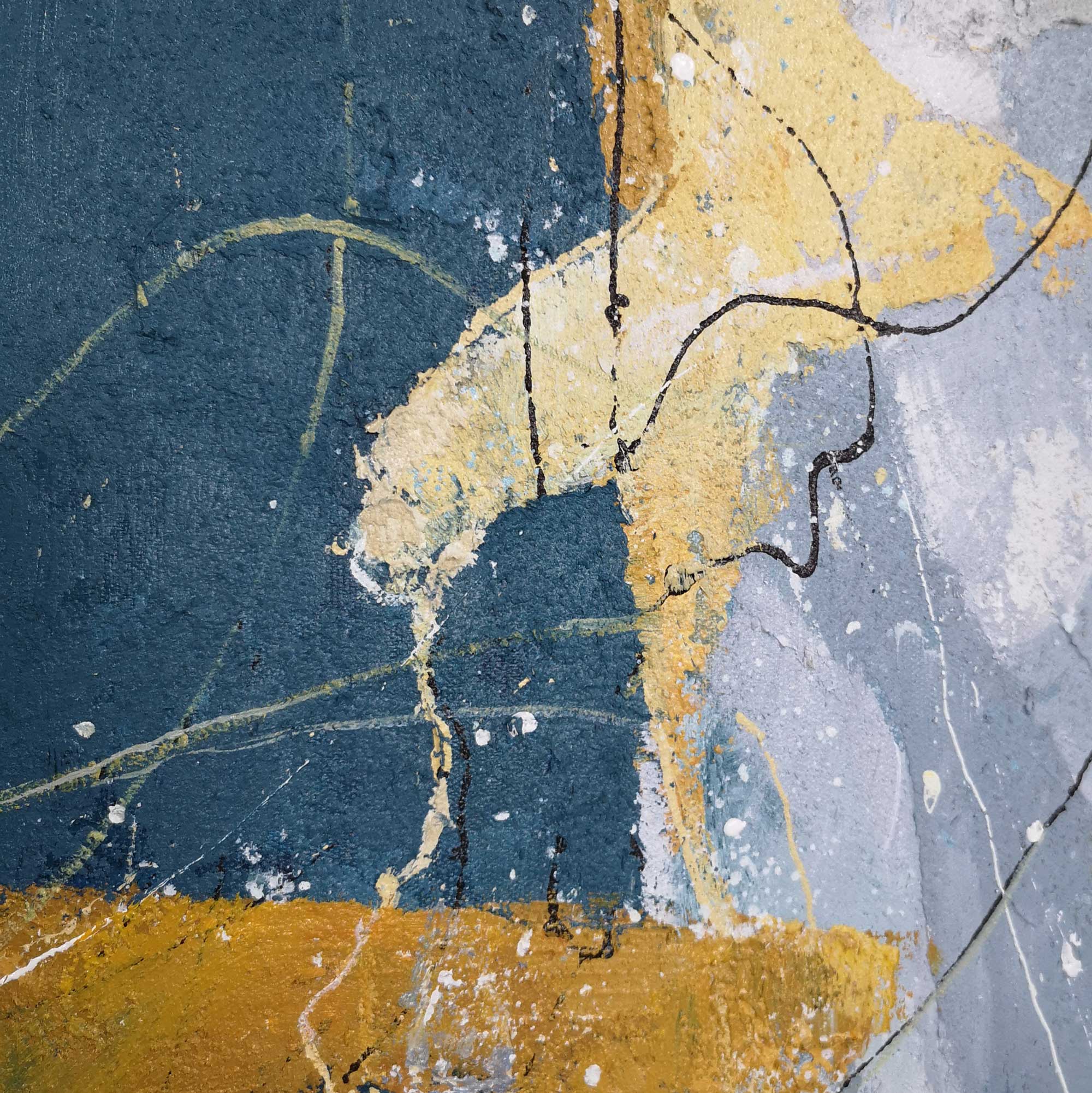 Blue Gold Abstract Art