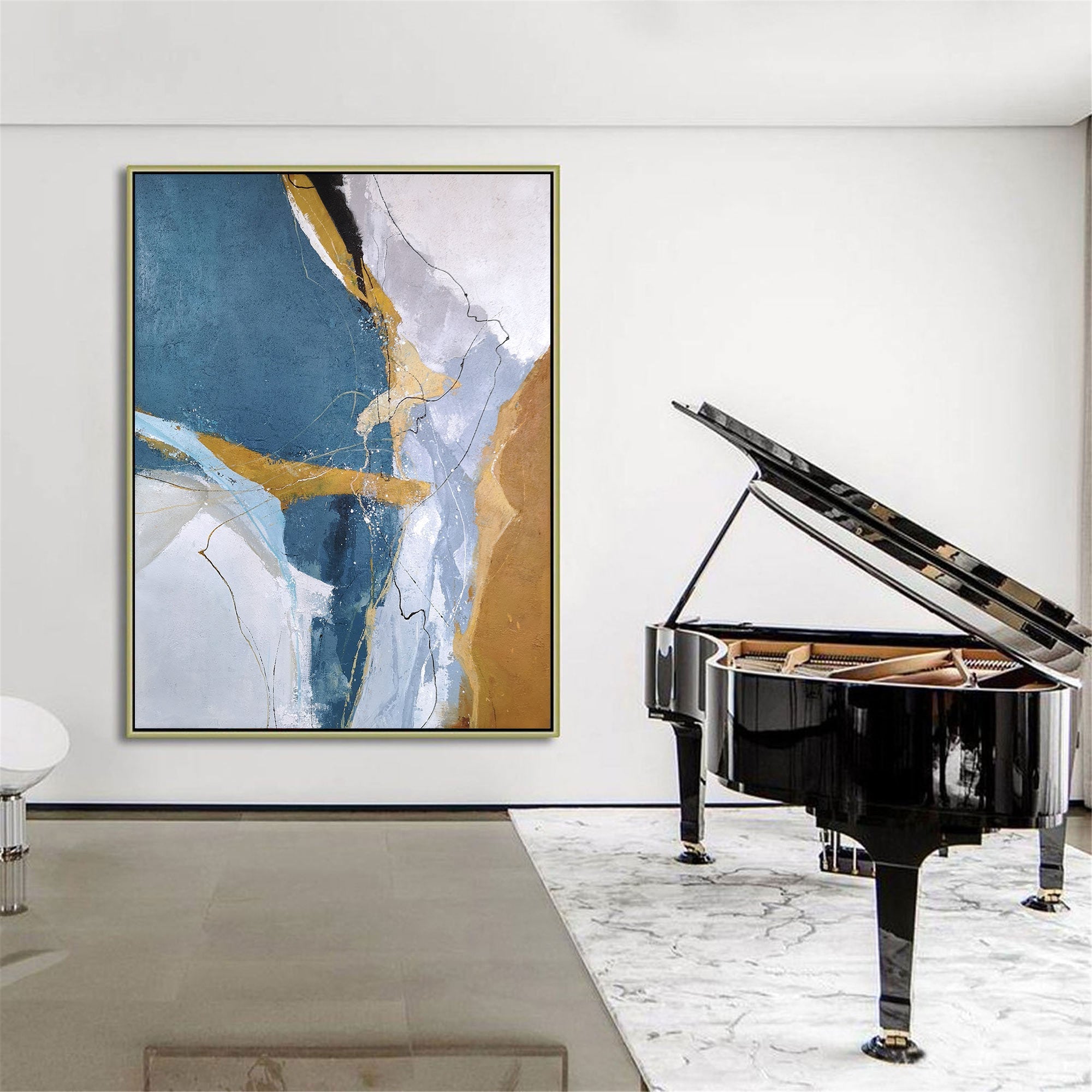 Blue Gold Abstract Art