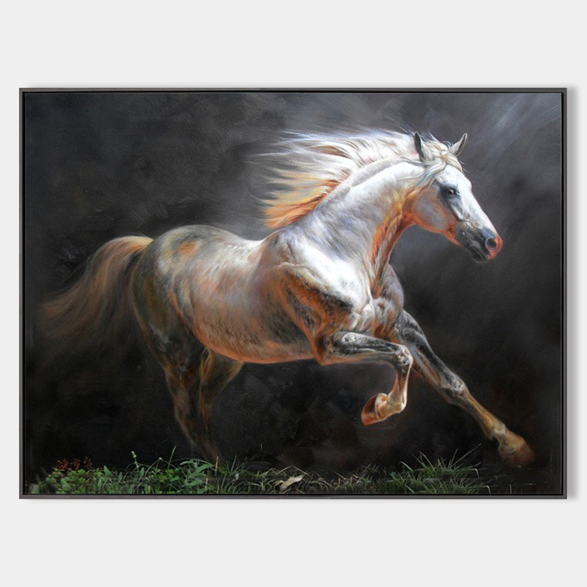 Running White Horse Painting