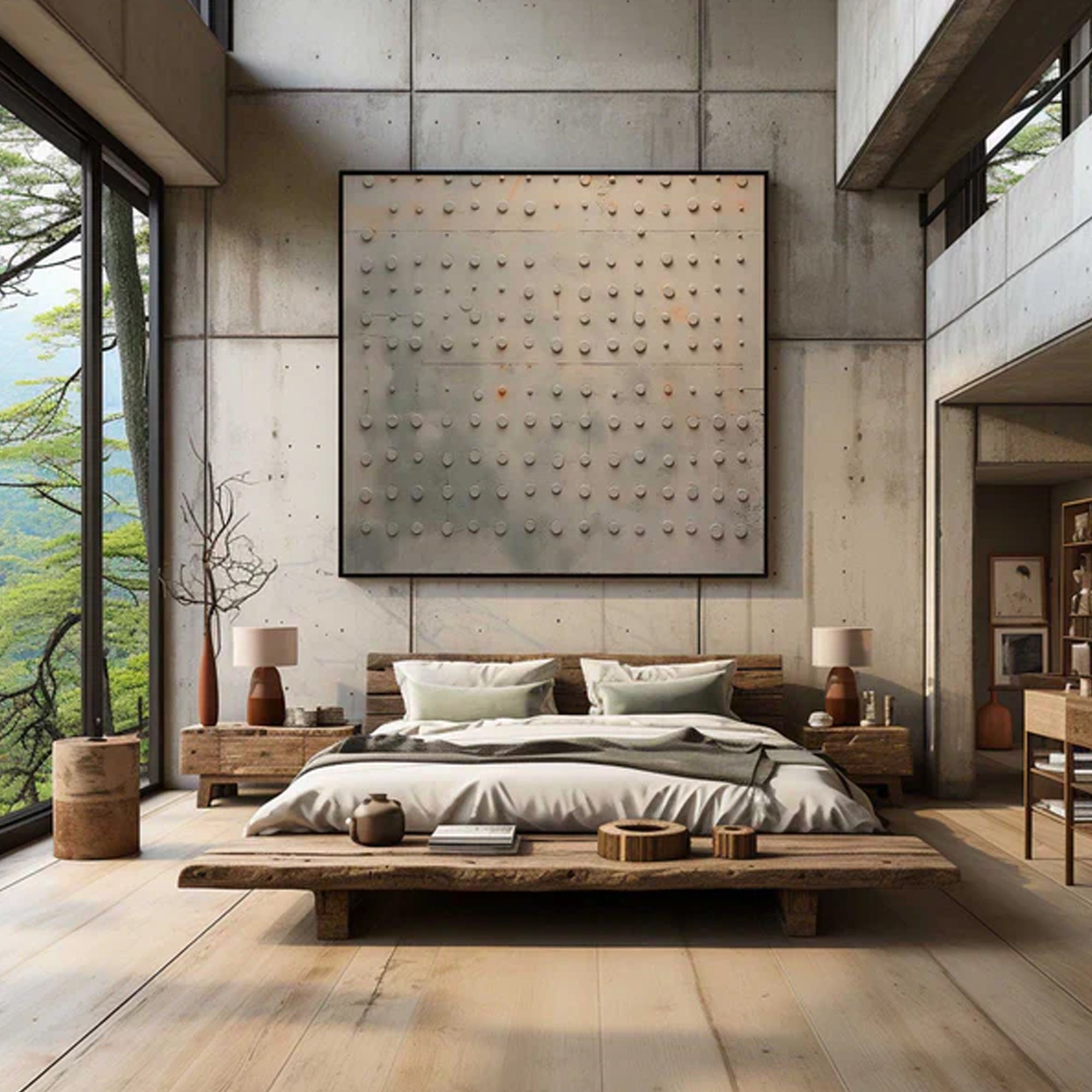 Minimalist beige dot painting