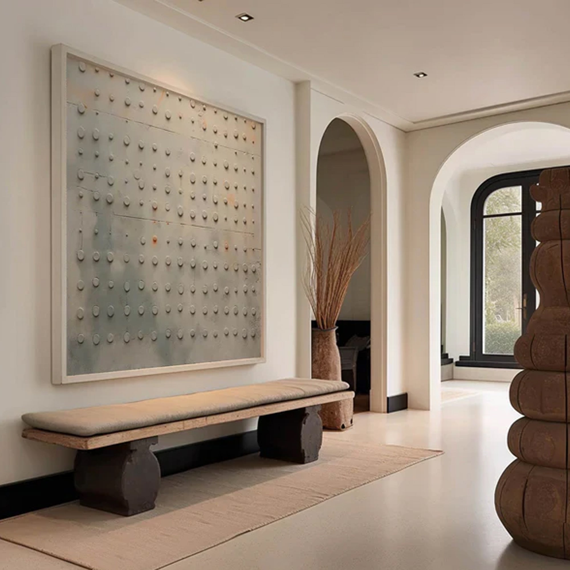 Minimalist beige dot painting