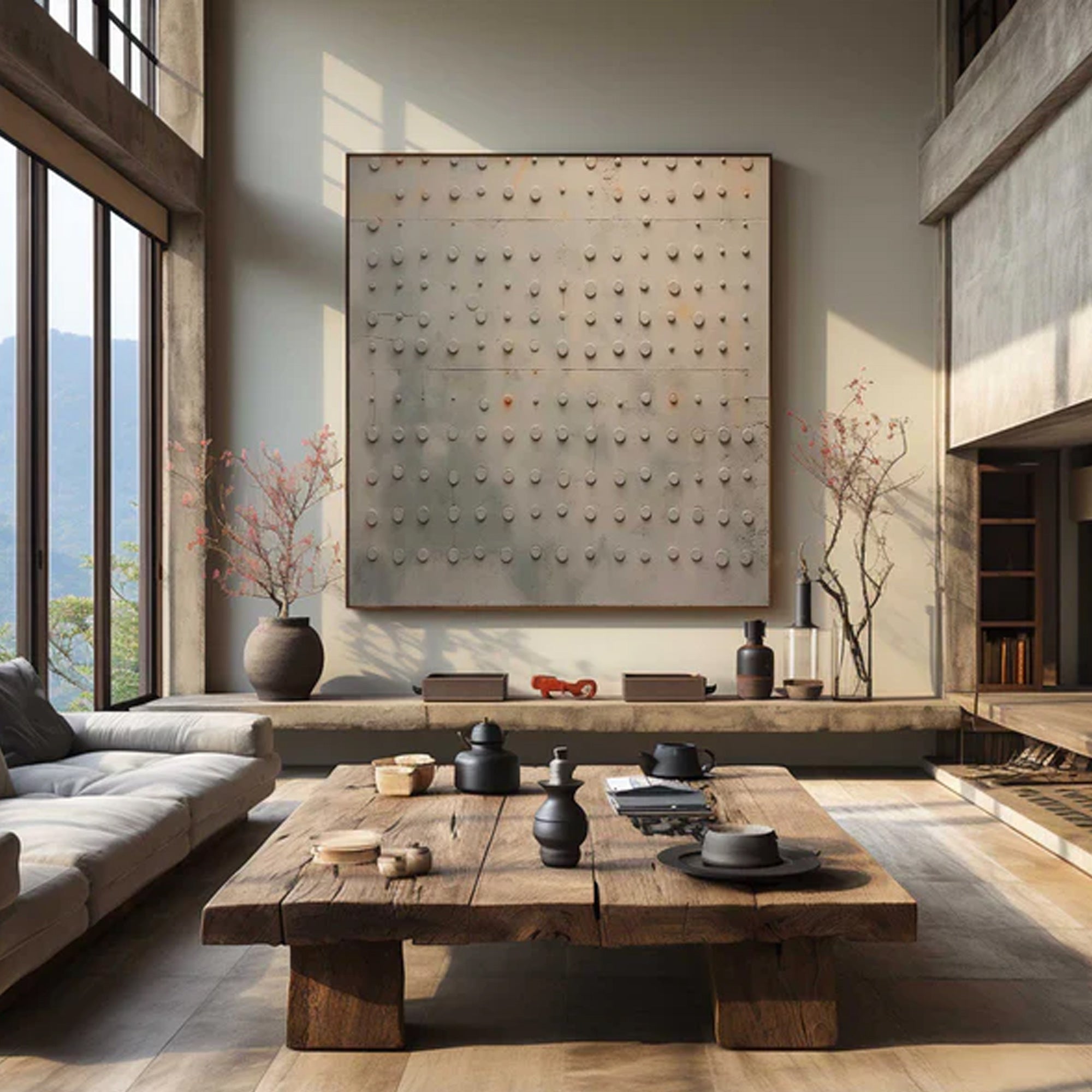 Minimalist beige dot painting