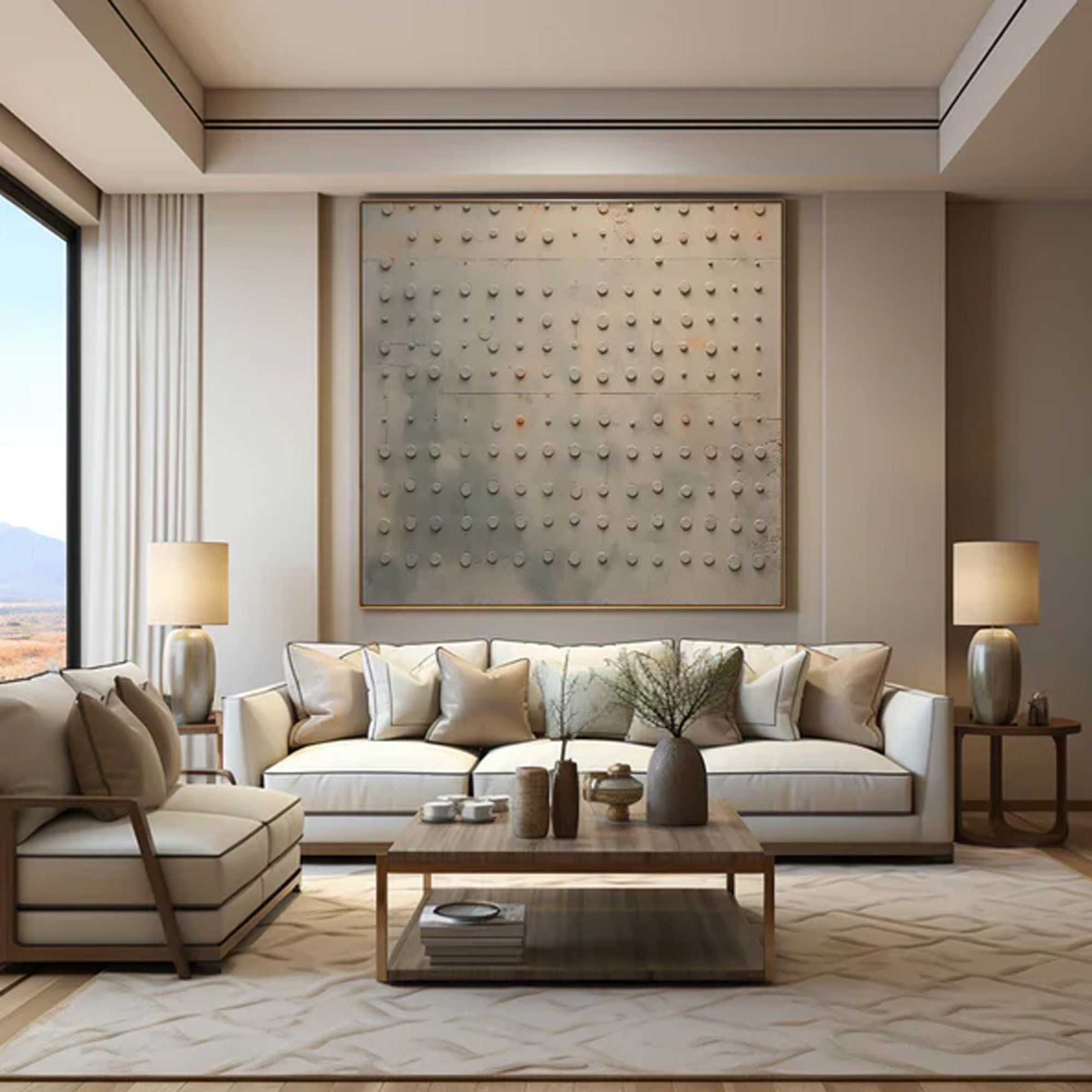 Minimalist beige dot painting