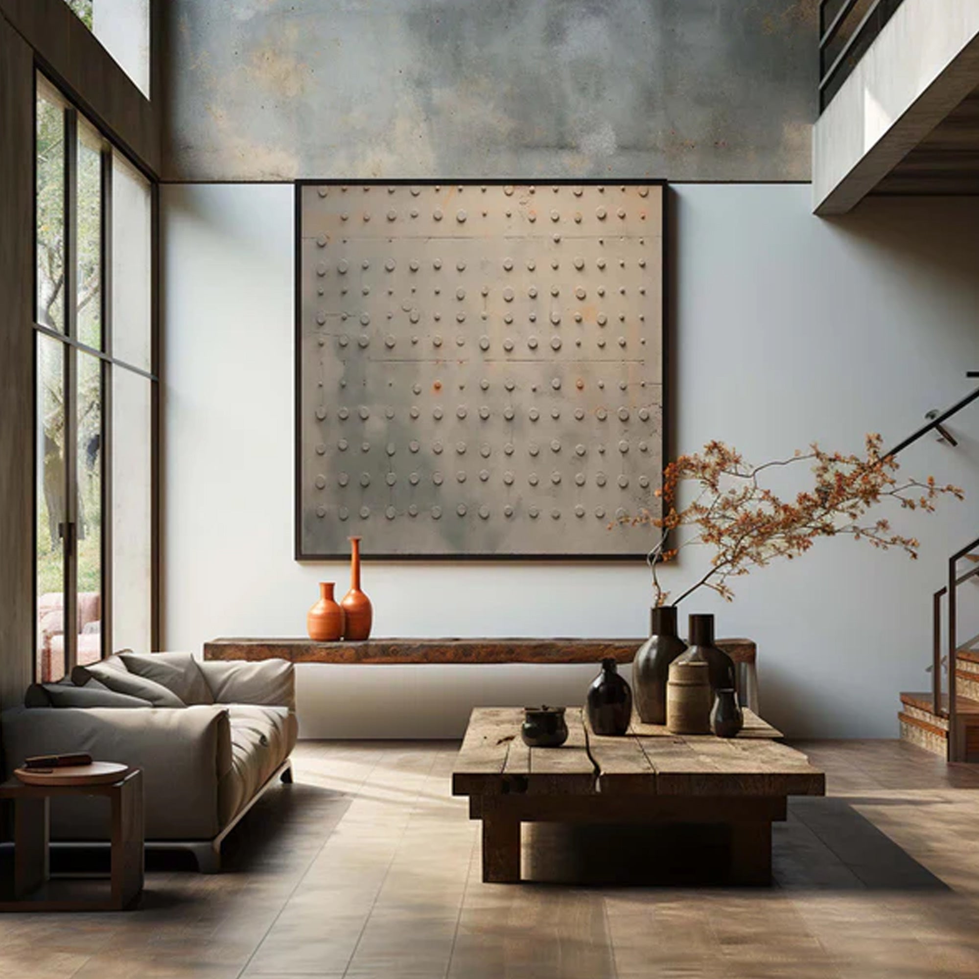 Minimalist beige dot painting