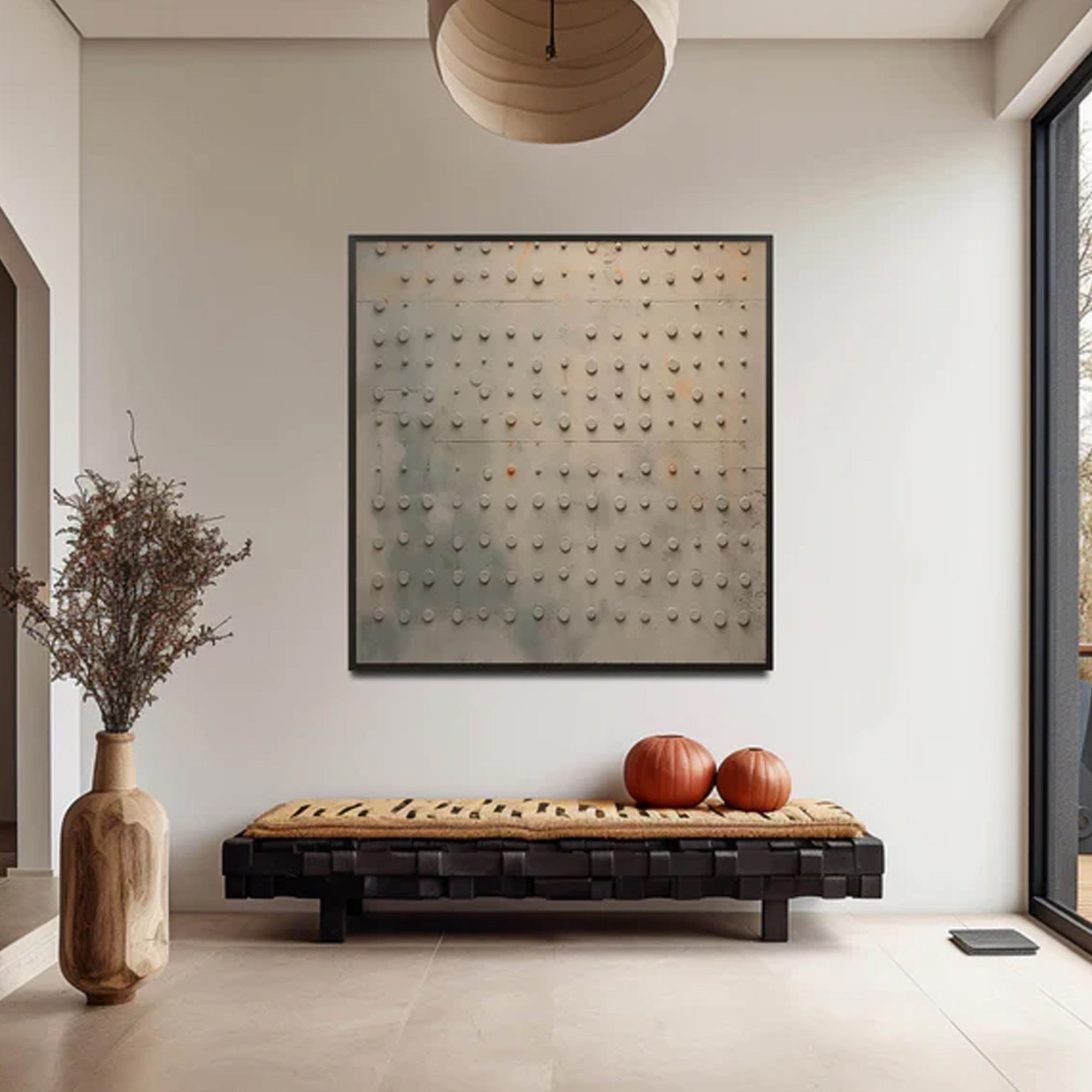 Minimalist beige dot painting