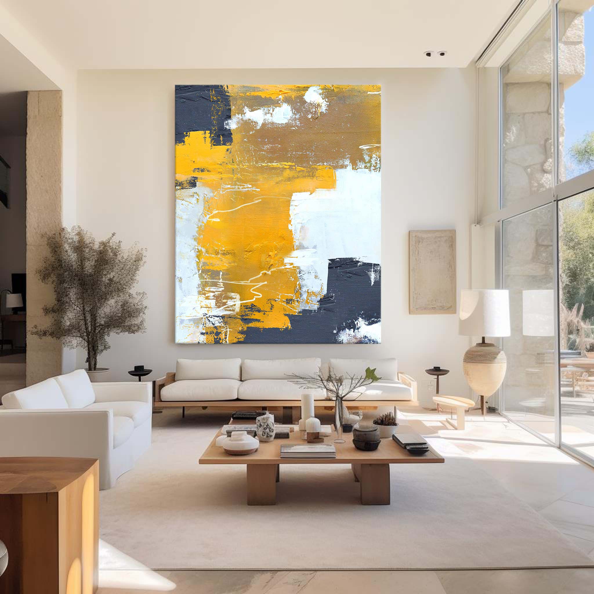 Abstract Yellow White Art