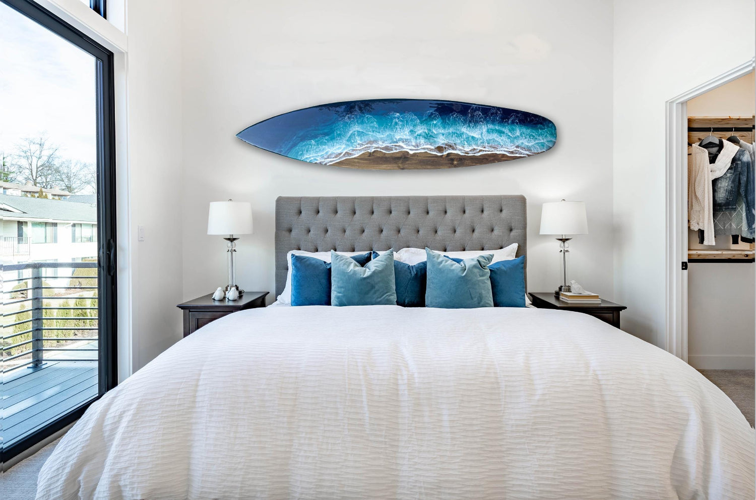 Ocean Surfboard with Waterfall Edge, surfboard wall art