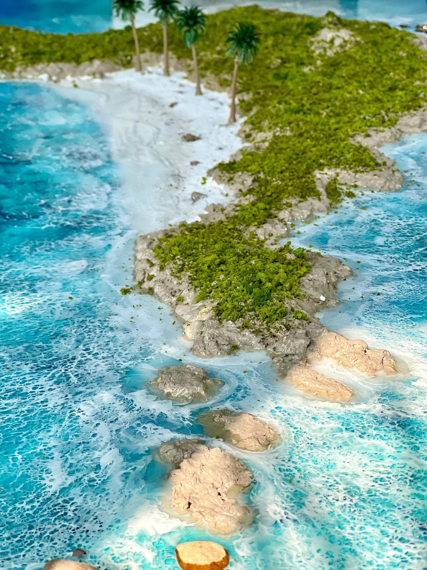 3D Ocean Resin Art: Handmade Island Landscape Decor