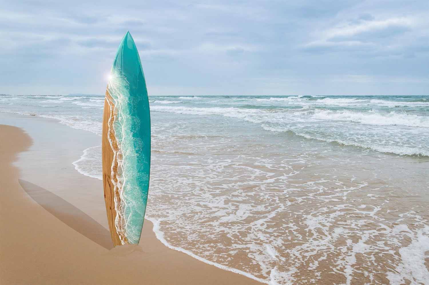 Ocean Surfboard with Waterfall Edge, surfboard wall art