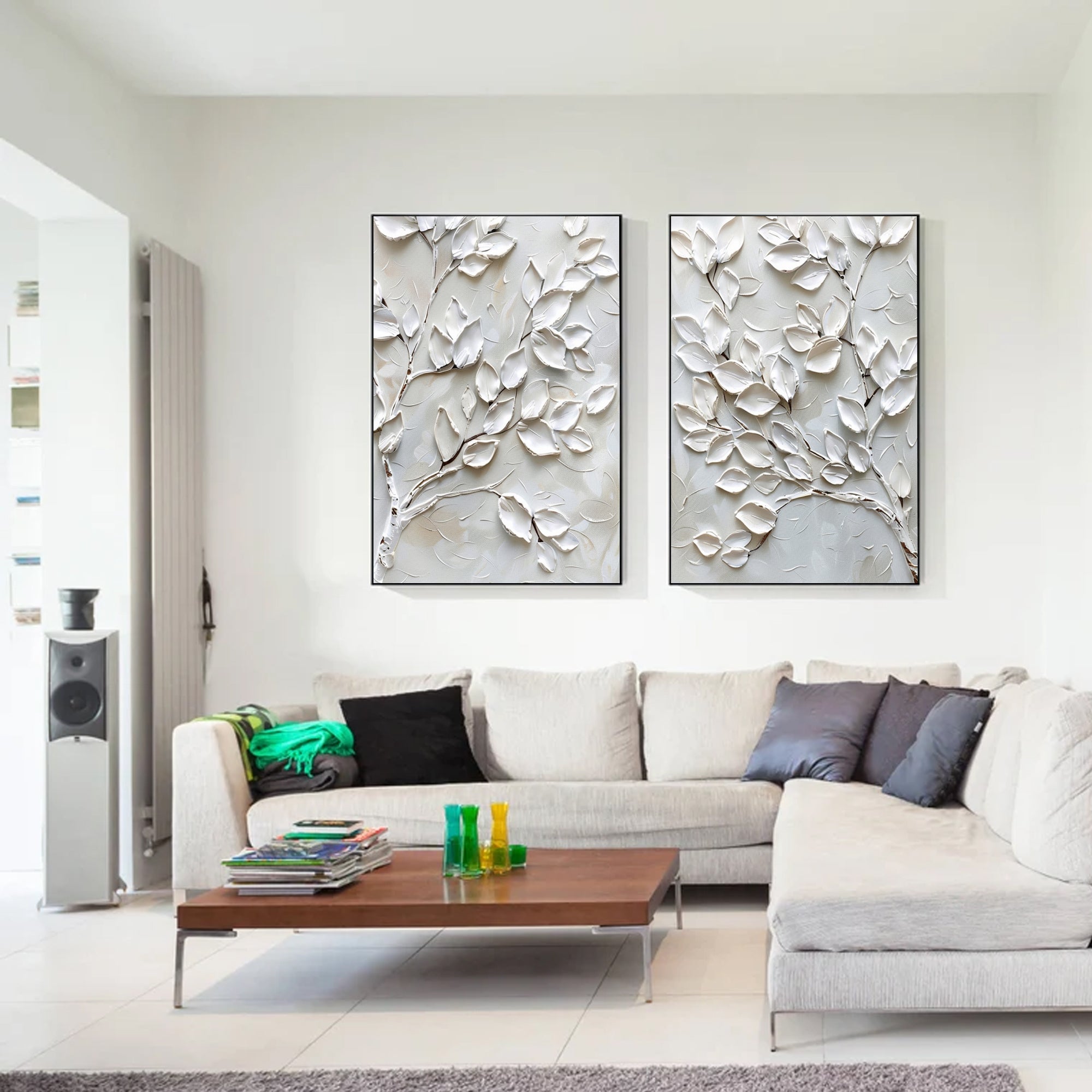 Set Of 2 White Leaves