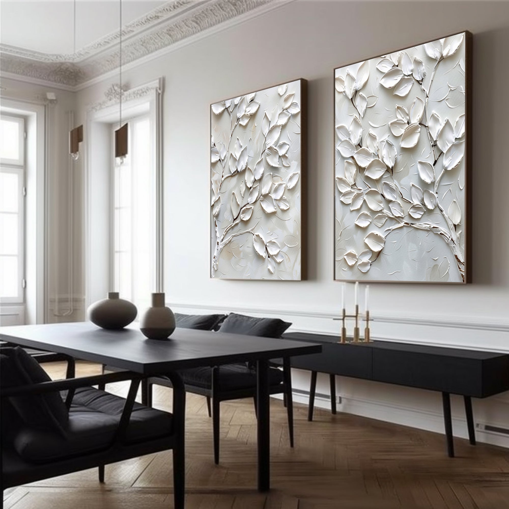 Set Of 2 White Leaves