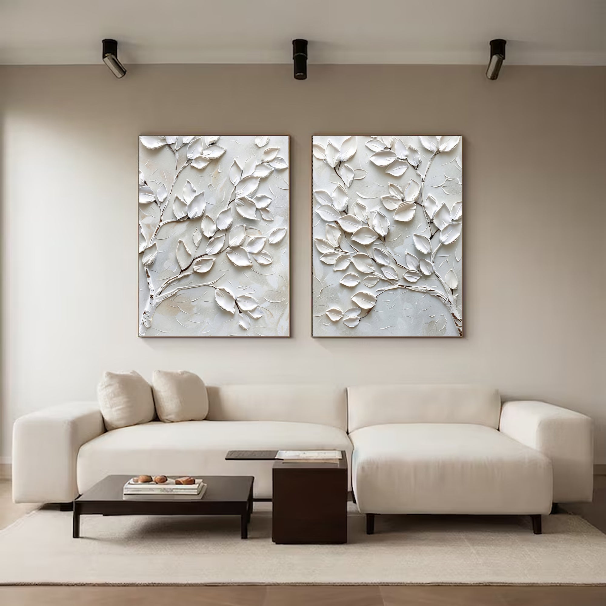 Set Of 2 White Leaves