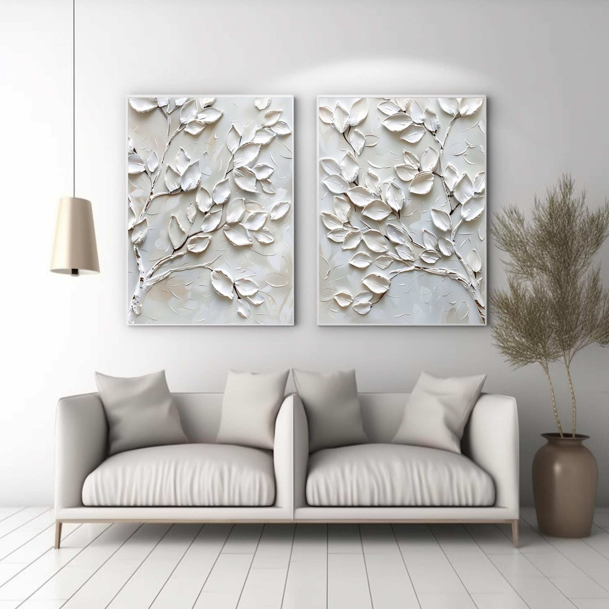 Set Of 2 White Leaves