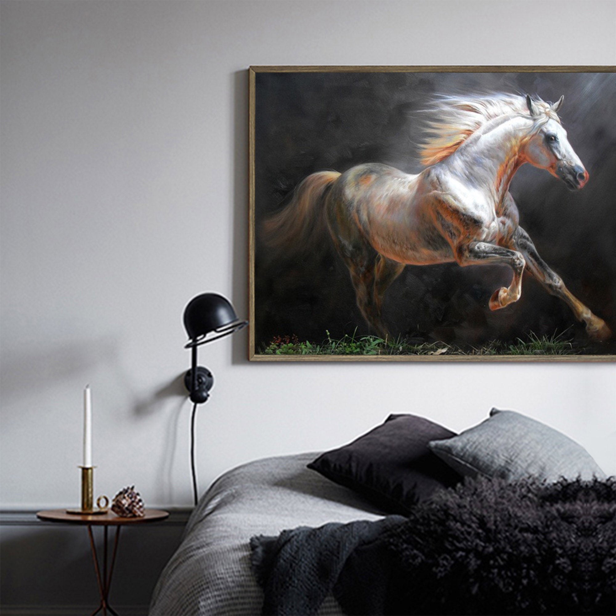 Running White Horse Painting