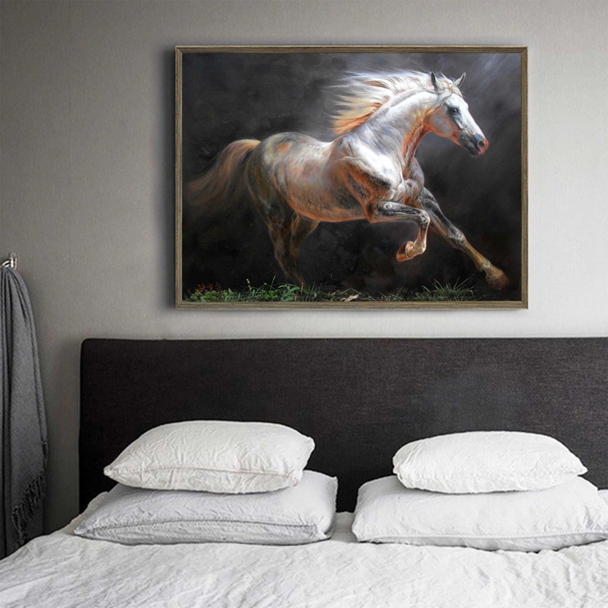 Running White Horse Painting