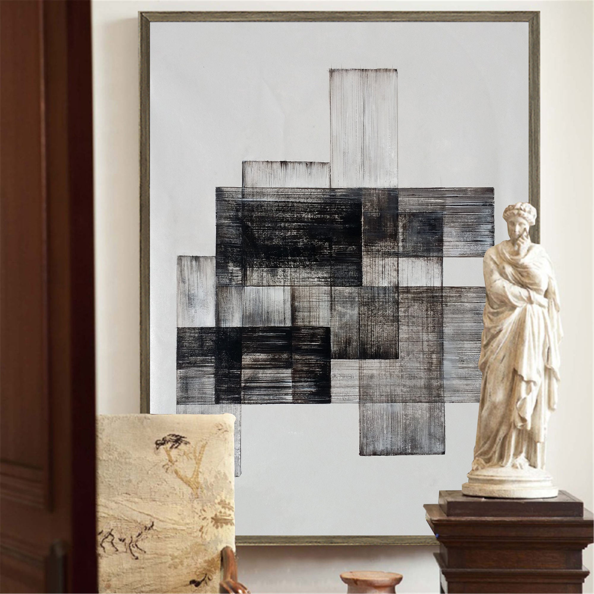 Black White Minimalist Painting