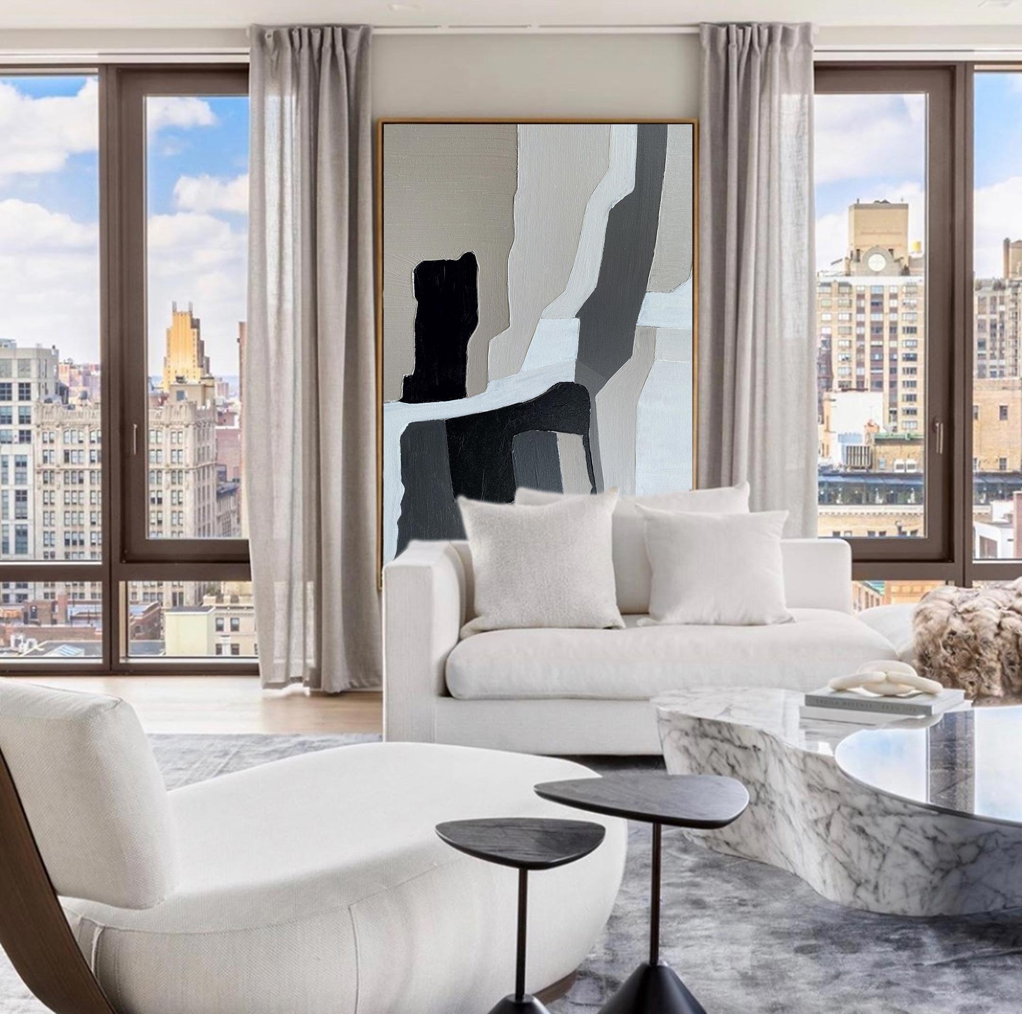 Black And Grey Abstract Painting