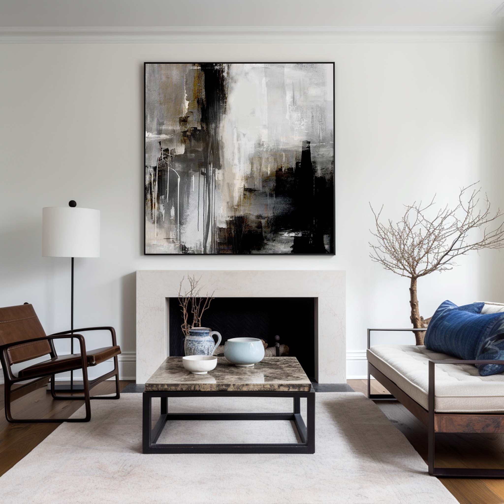 Black Grey Abstract Painting