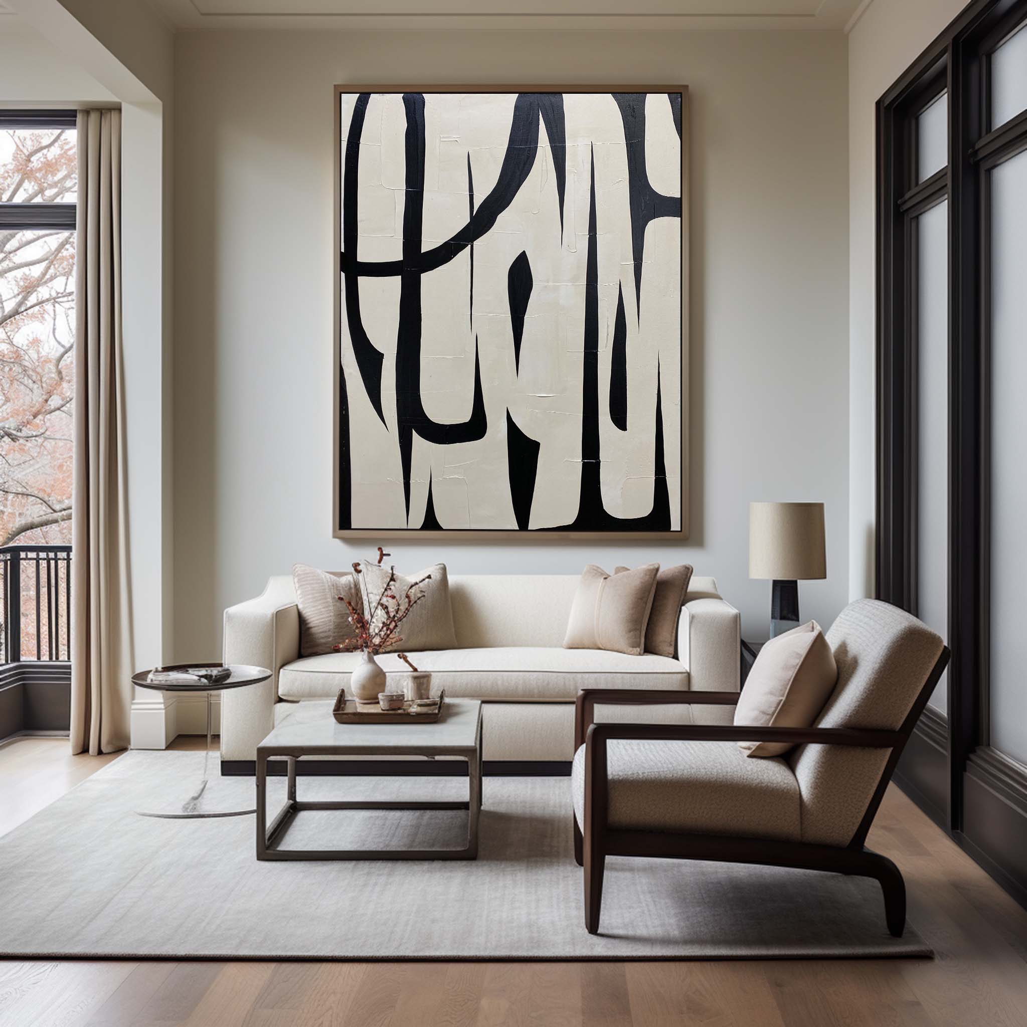 Black And White Abstract Painting