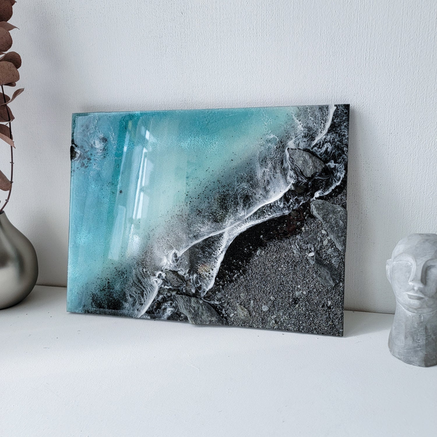Oceanic Escape Resin Painting: Seascape Wave Wall Decor