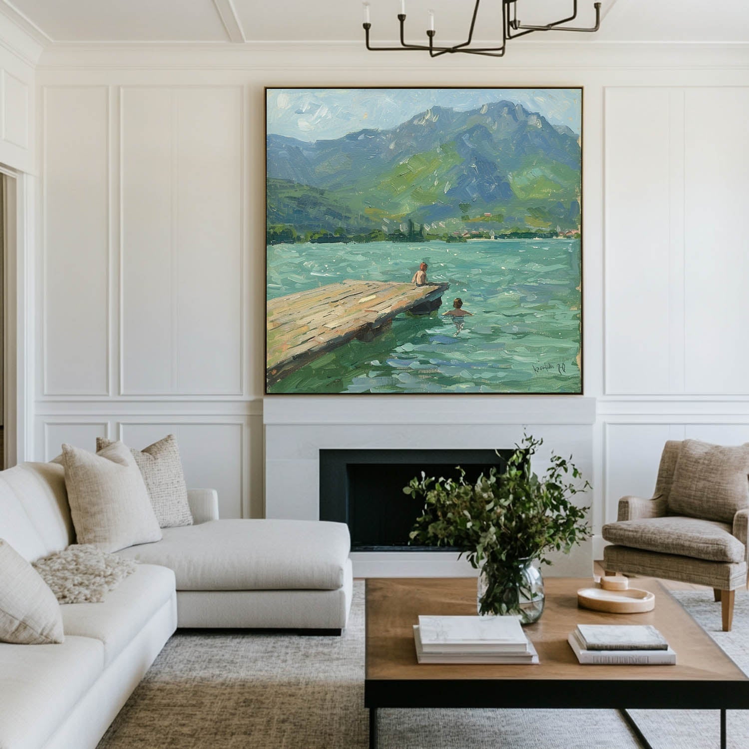 Abstract Lake Art Painting