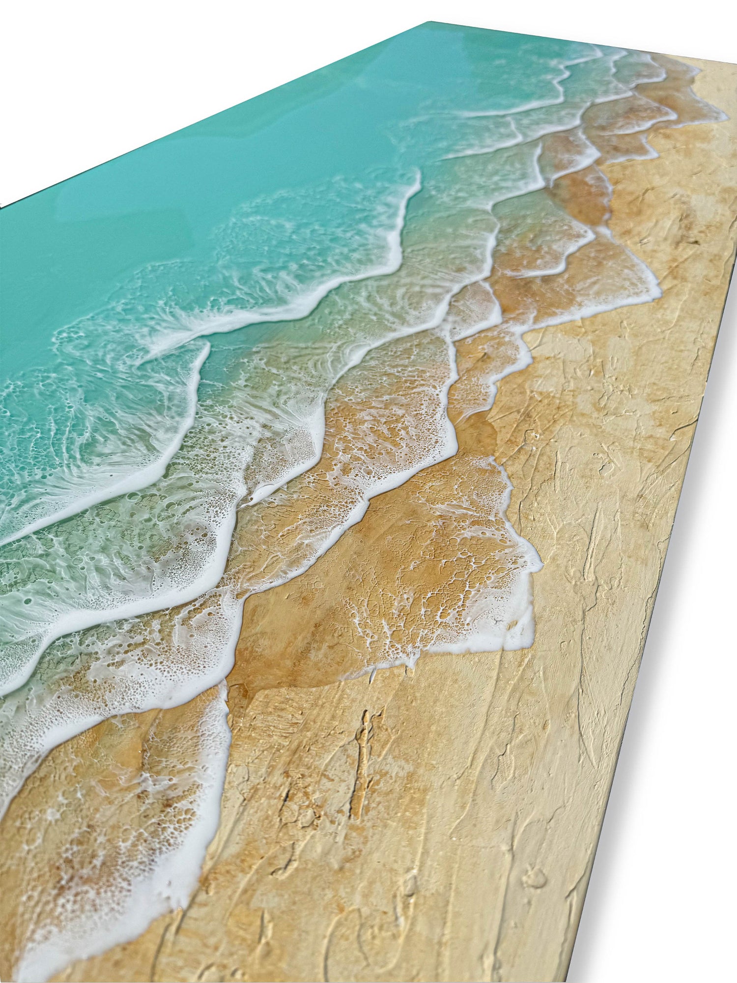 Ocean Wall Art, Aqua Ocean with epoxy resin waves.