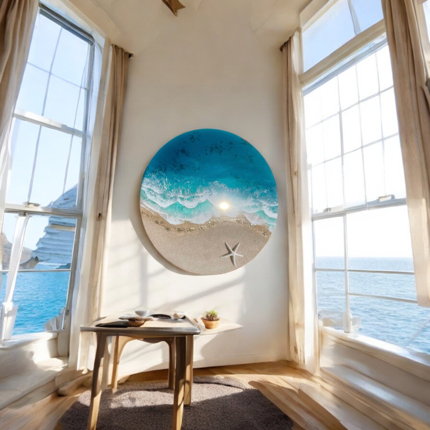 Resin painting Ocean resin art, resin ocean beach epoxy resin beach, 3D wall art